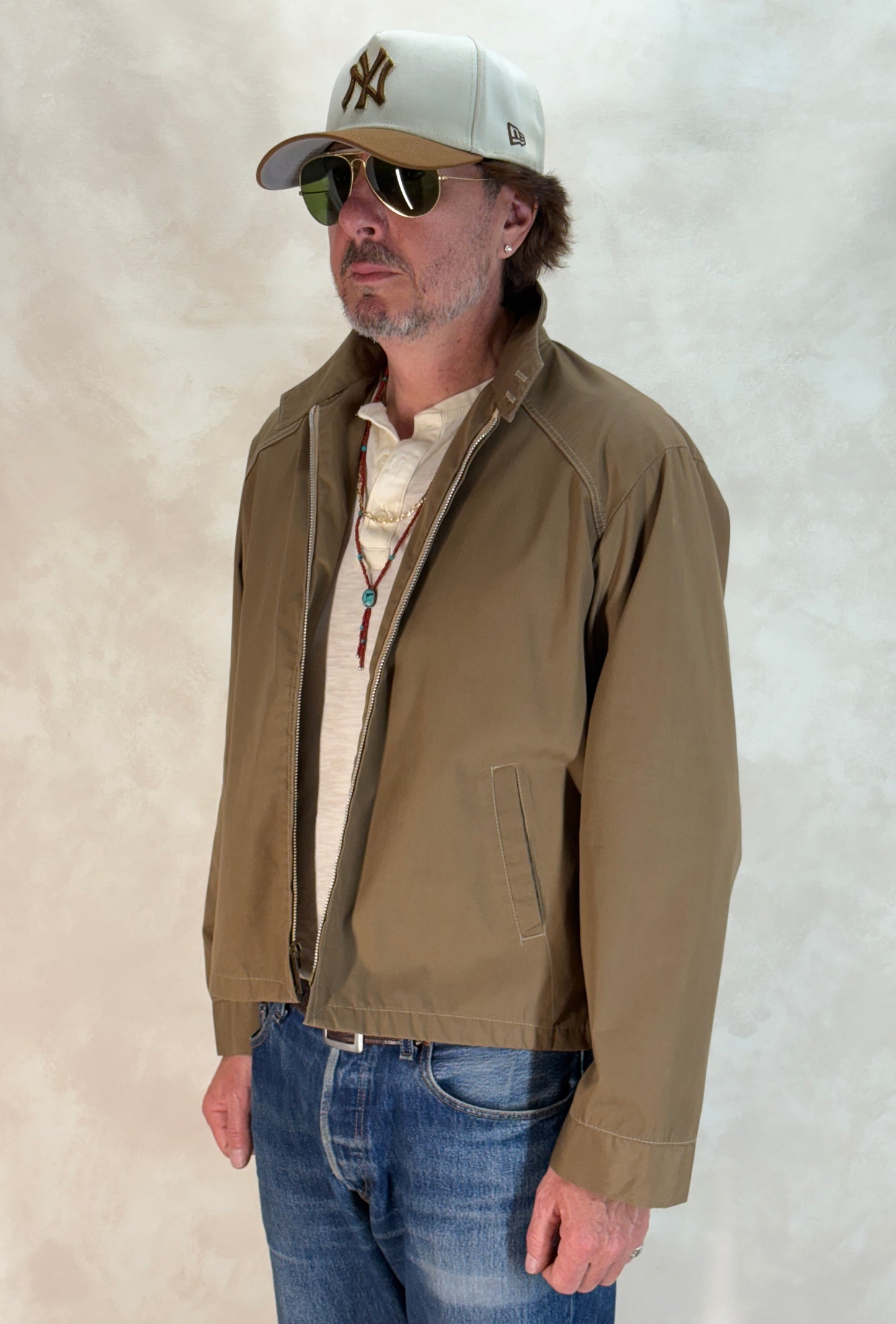 Marked size XL, 70s Vintage Lightweight Cotton-Blend Zip Jacket
