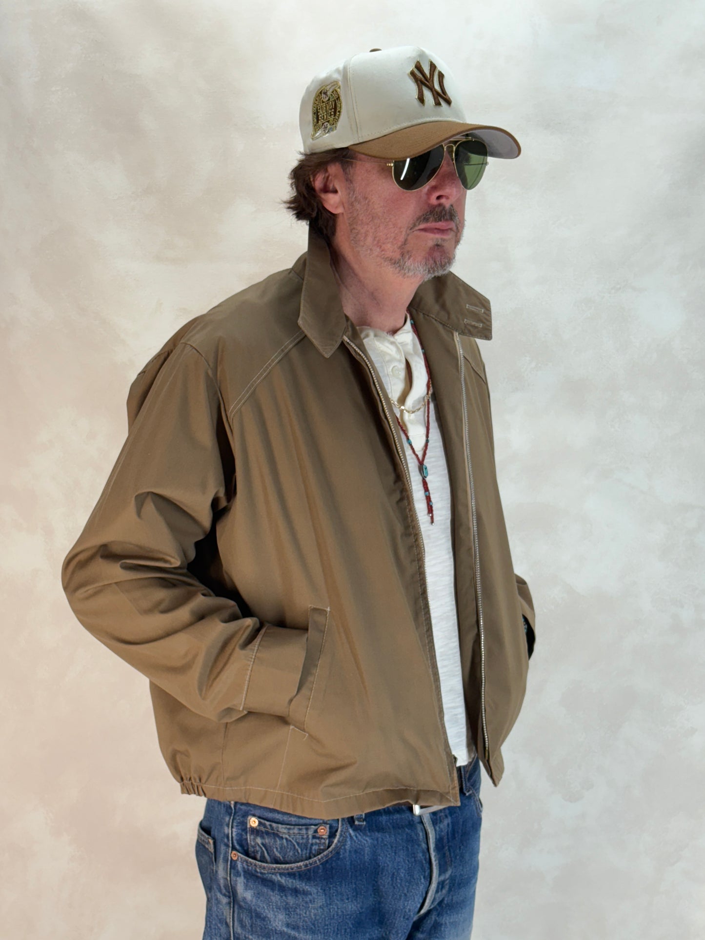 Marked size XL, 70s Vintage Lightweight Cotton-Blend Zip Jacket