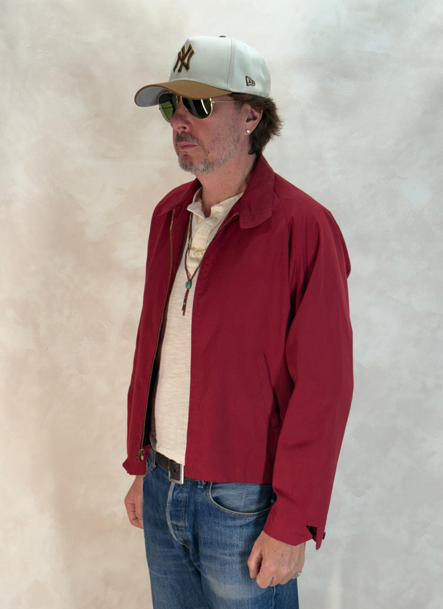 Size Med , Vintage 70s Lightweight Cotton-Blend Zip Jacket. Talon zipper
