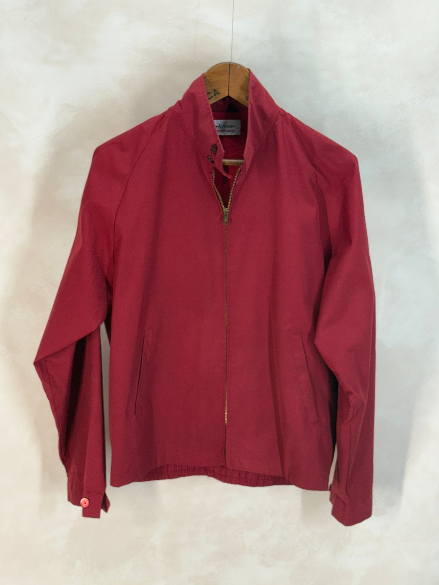 Size Med , Vintage 70s Lightweight Cotton-Blend Zip Jacket. Talon zipper