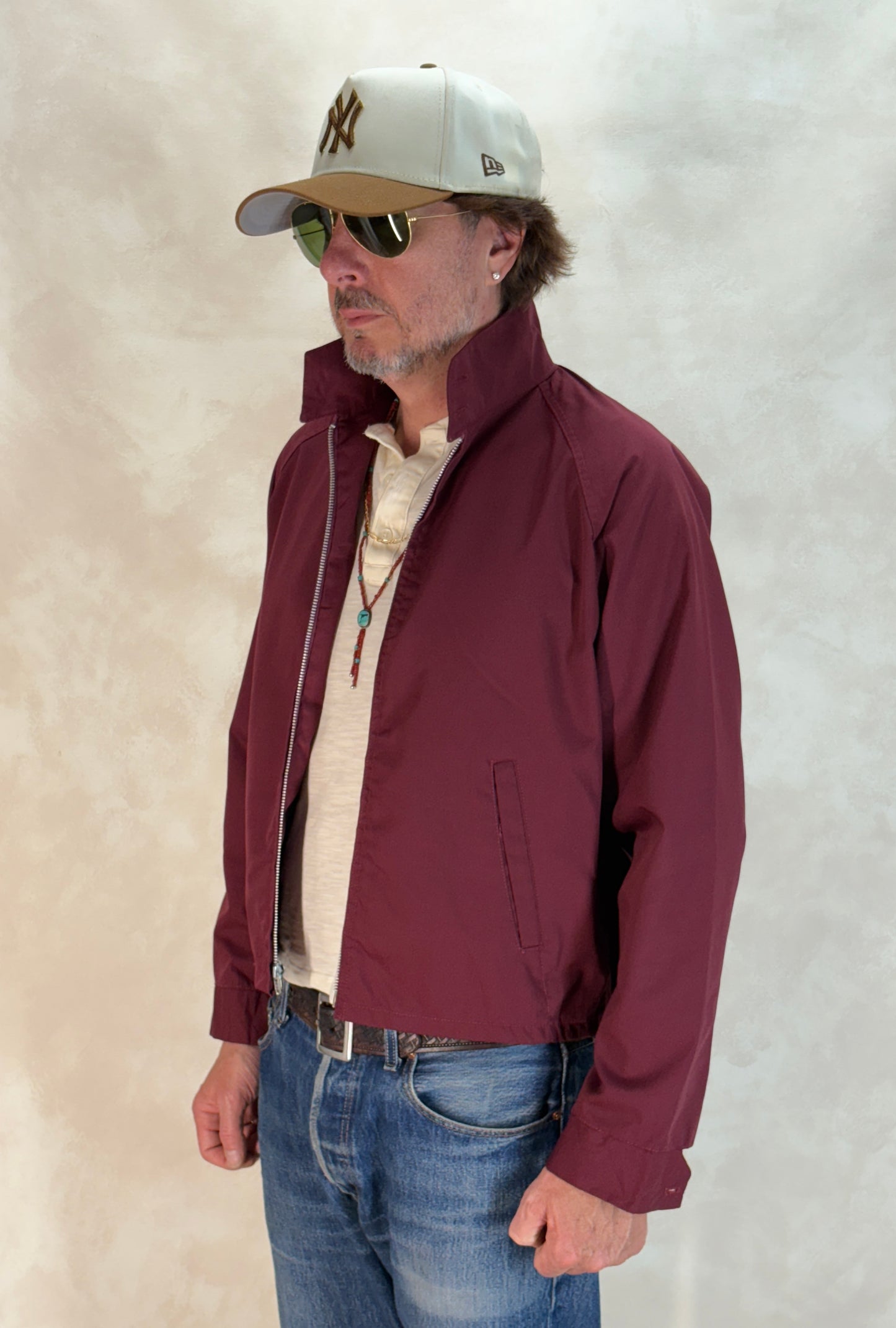 Size Med , Vintage 60s Lightweight Cotton-Blend Zip Jacket