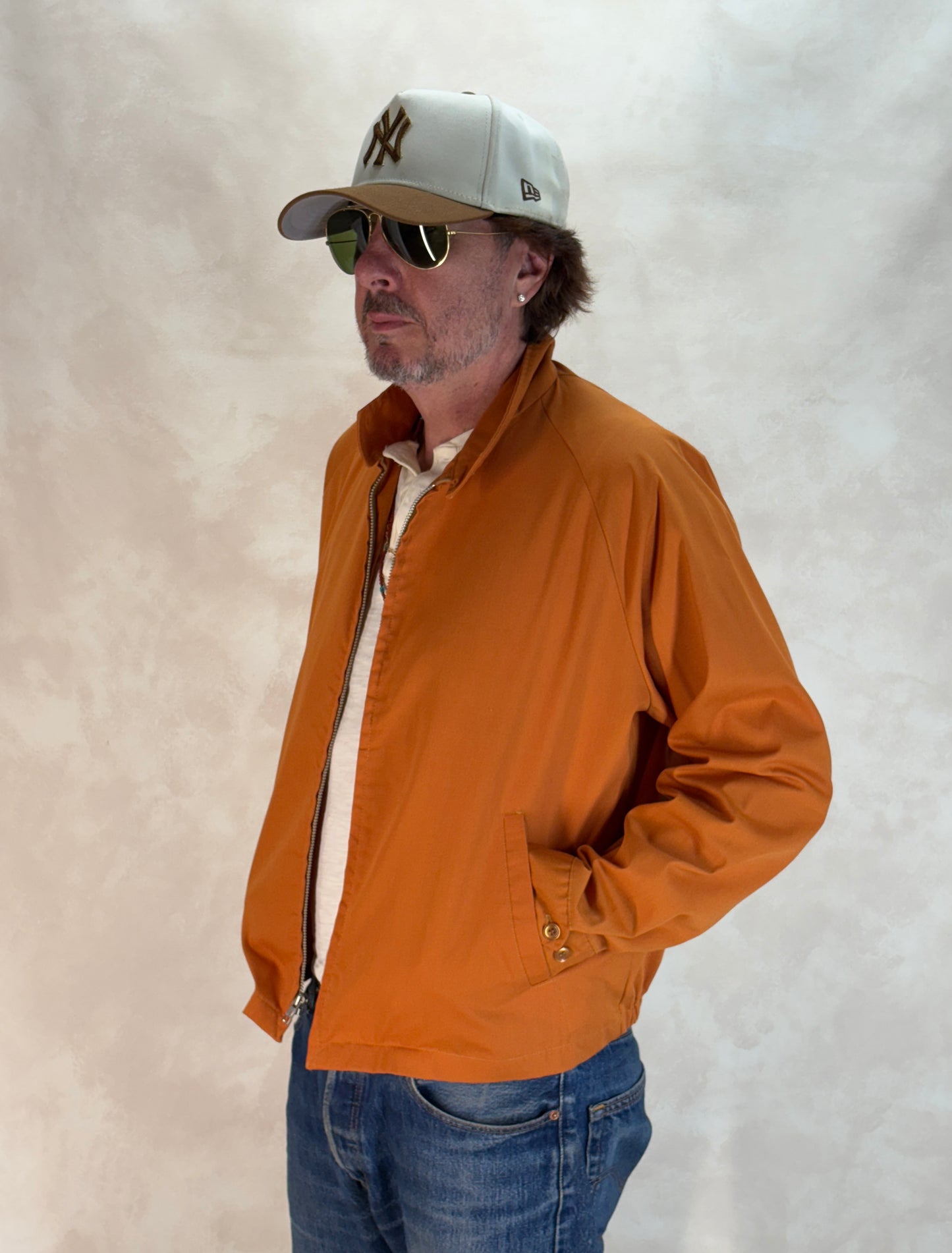 Size Large , 70s Vintage Lightweight Cotton-Blend Zip Jacket