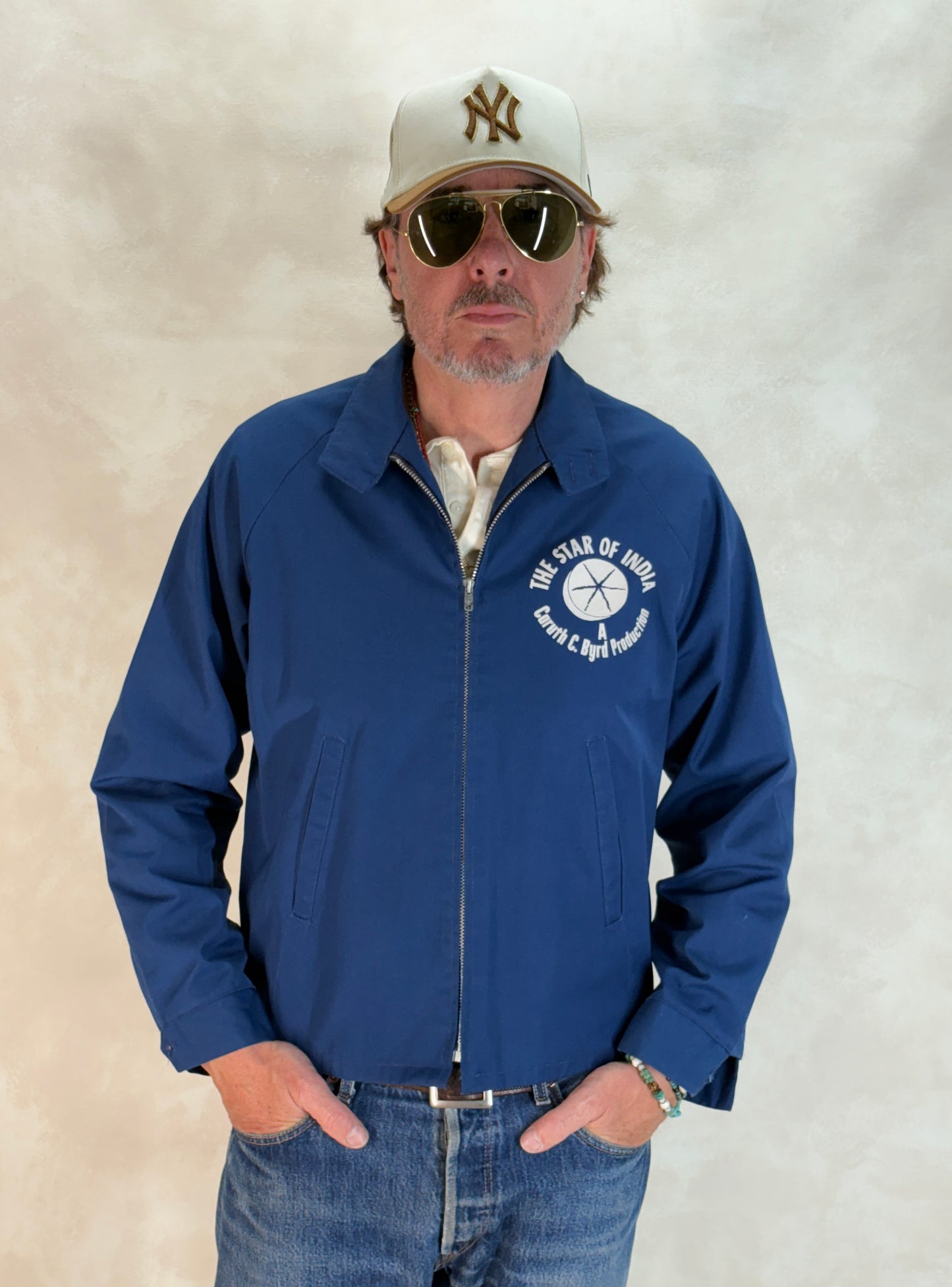 Size Med , 70s Vintage Lightweight Cotton-Blend Zip Jacket. Talon zipper