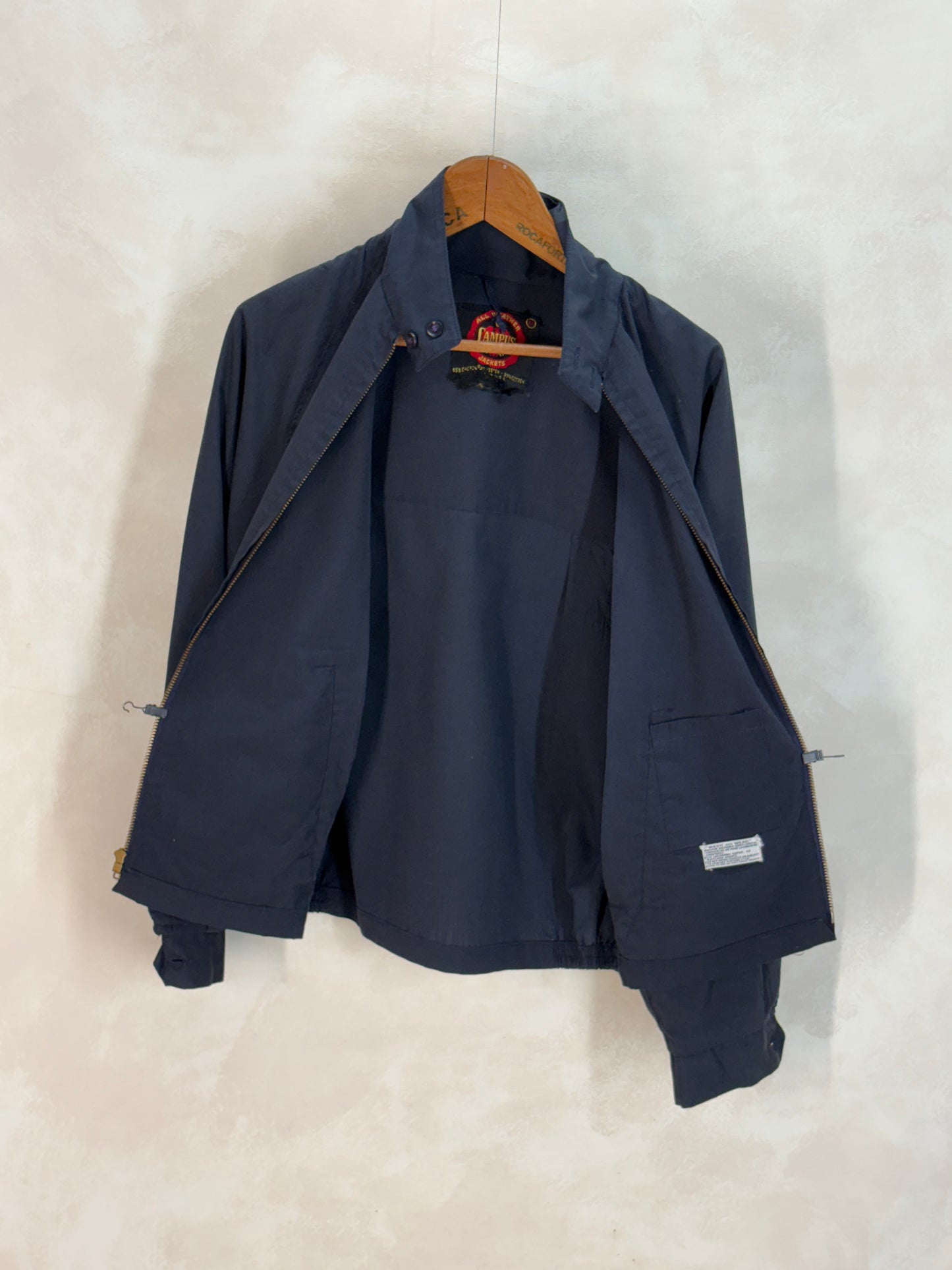 Size Med , Vintage Campus Lightweight Cotton-Blend Zip Jacket. Made in USA. Talon zipper