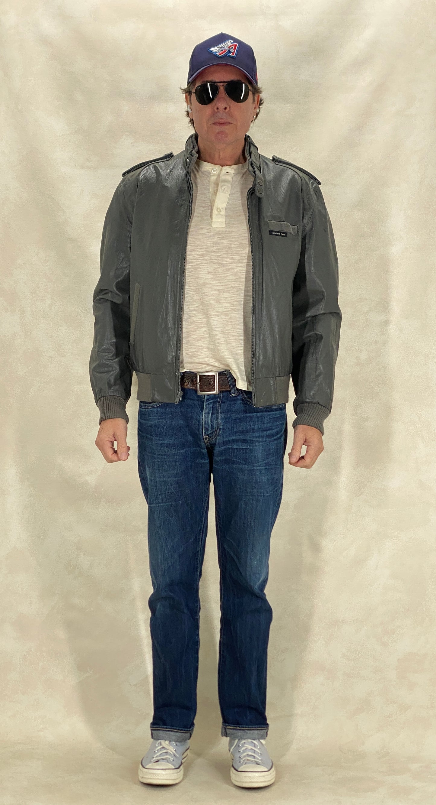 Vintage Grey Leather Members Only Jacket - Size 42 US / 52 EU