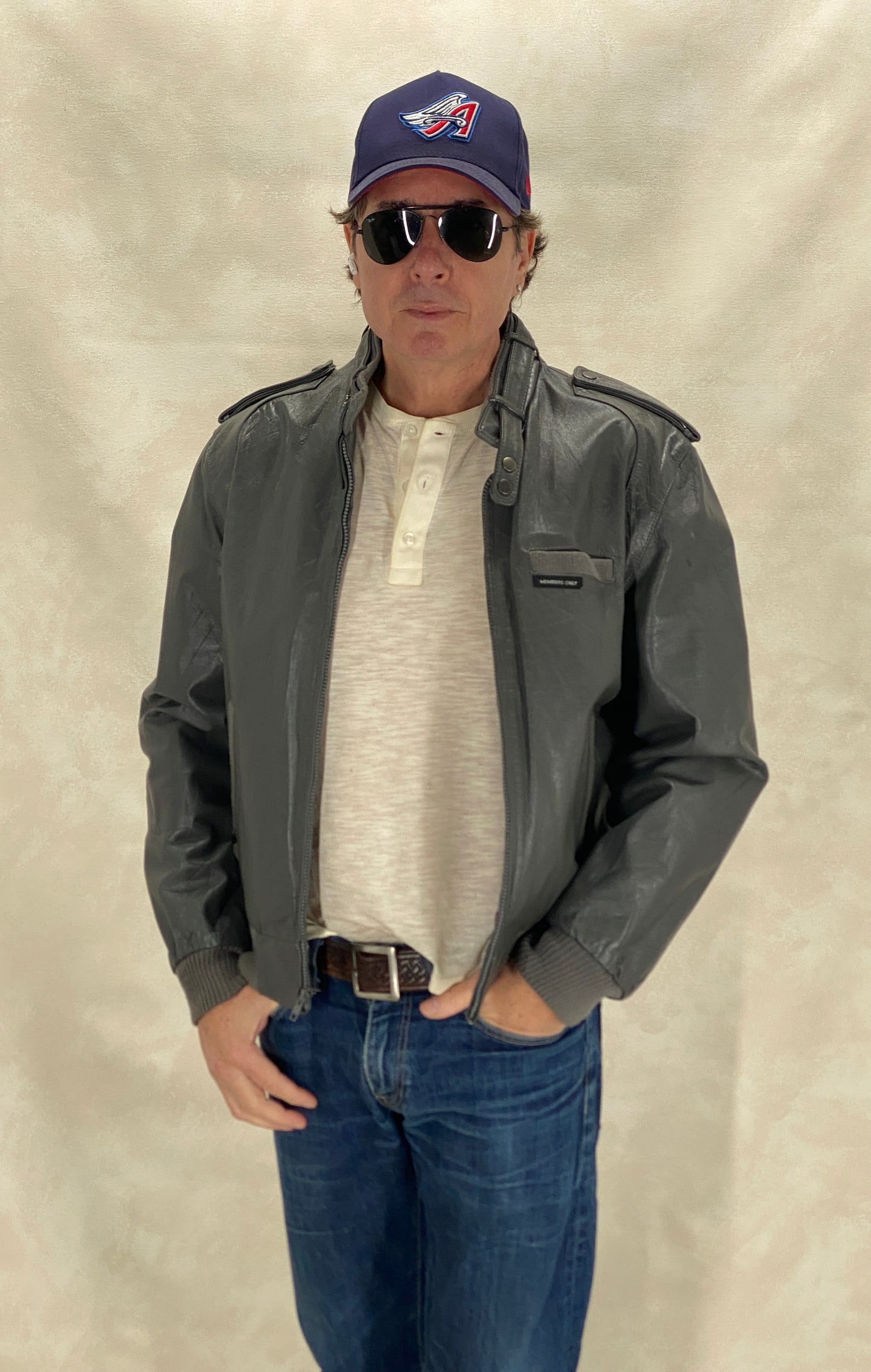 Vintage Grey Leather Members Only Jacket - Size 42 US / 52 EU