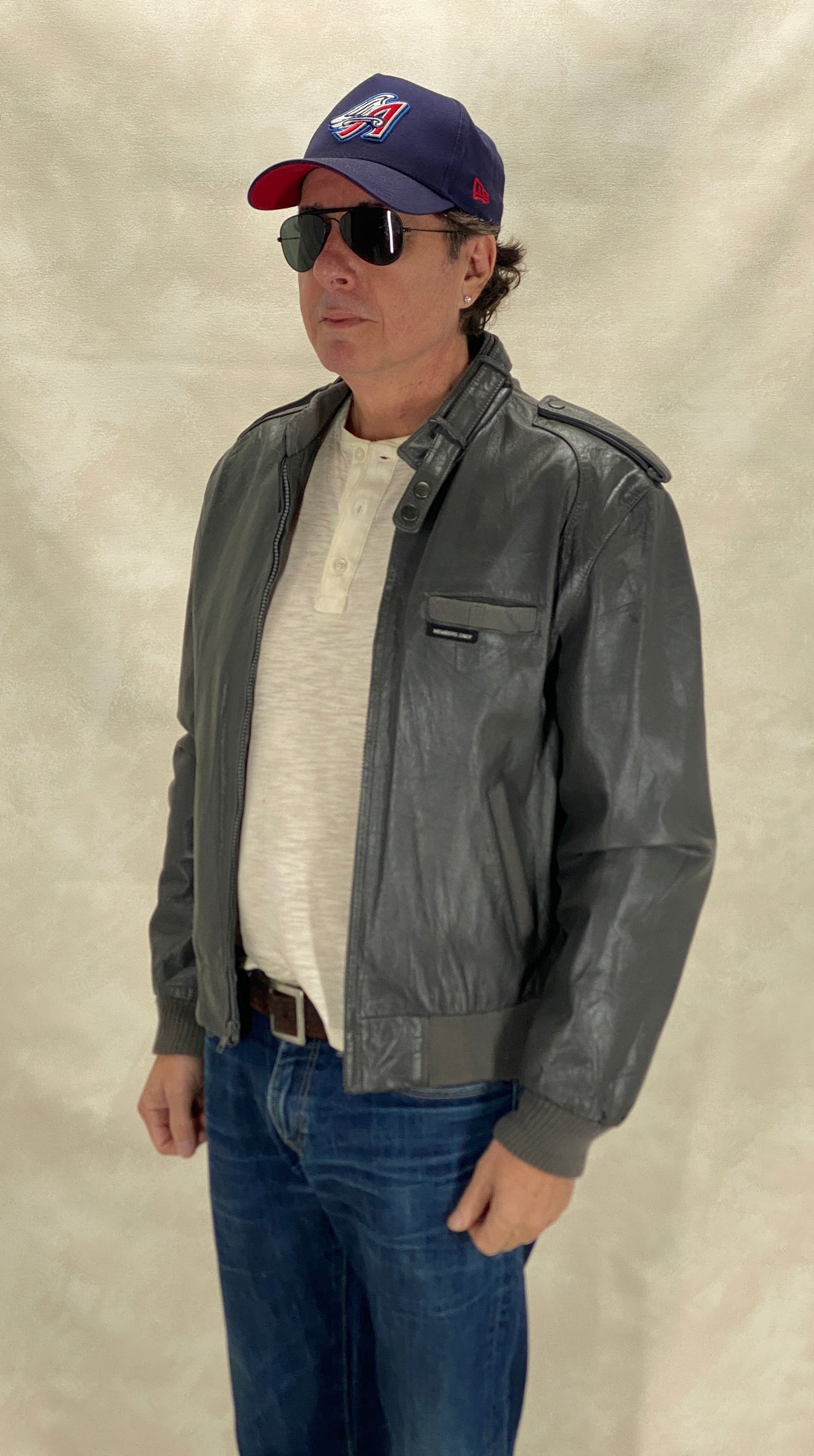 Vintage Grey Leather Members Only Jacket - Size 42 US / 52 EU