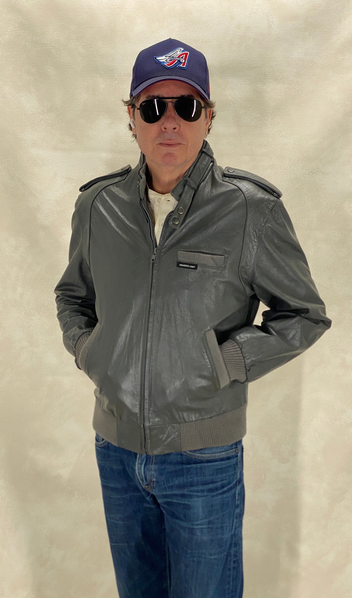 Vintage Grey Leather Members Only Jacket - Size 42 US / 52 EU