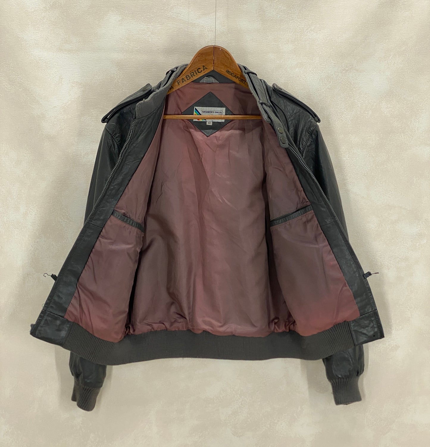 Vintage Grey Leather Members Only Jacket - Size 42 US / 52 EU