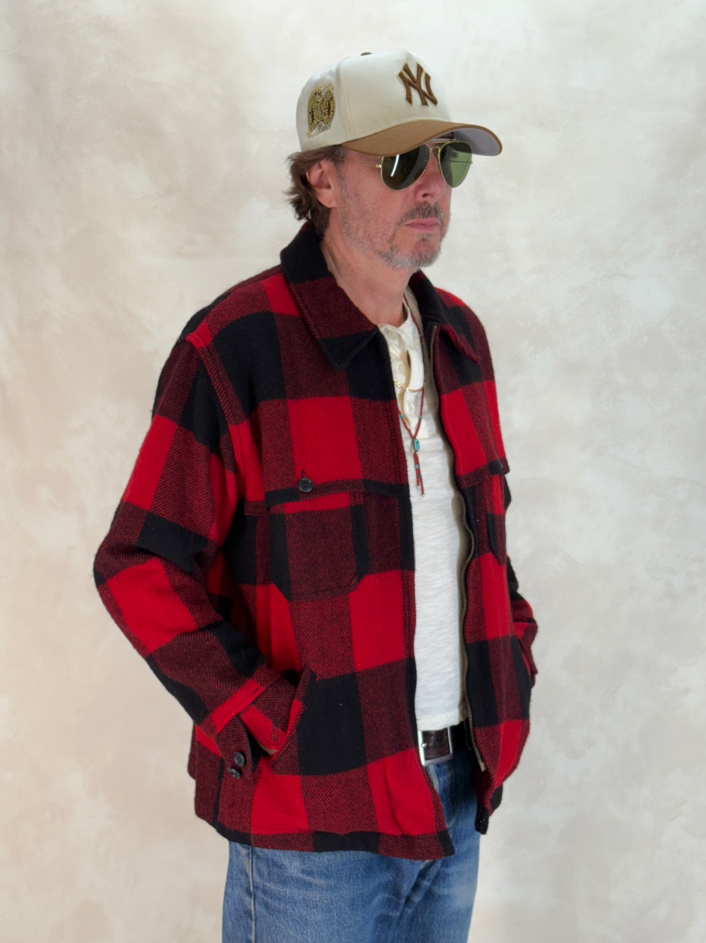 Size XL. Woolrich plaid wool jacket Made in USA