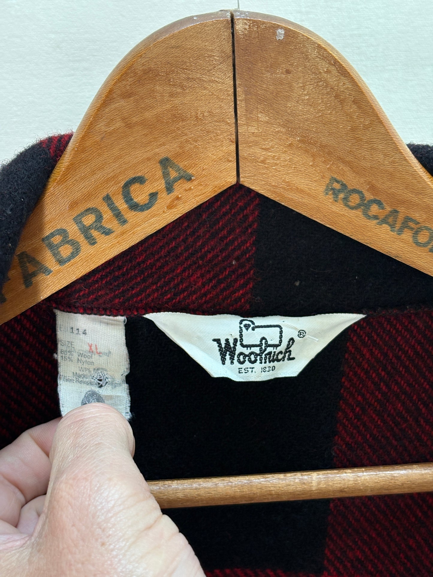 Size XL. Woolrich plaid wool jacket Made in USA