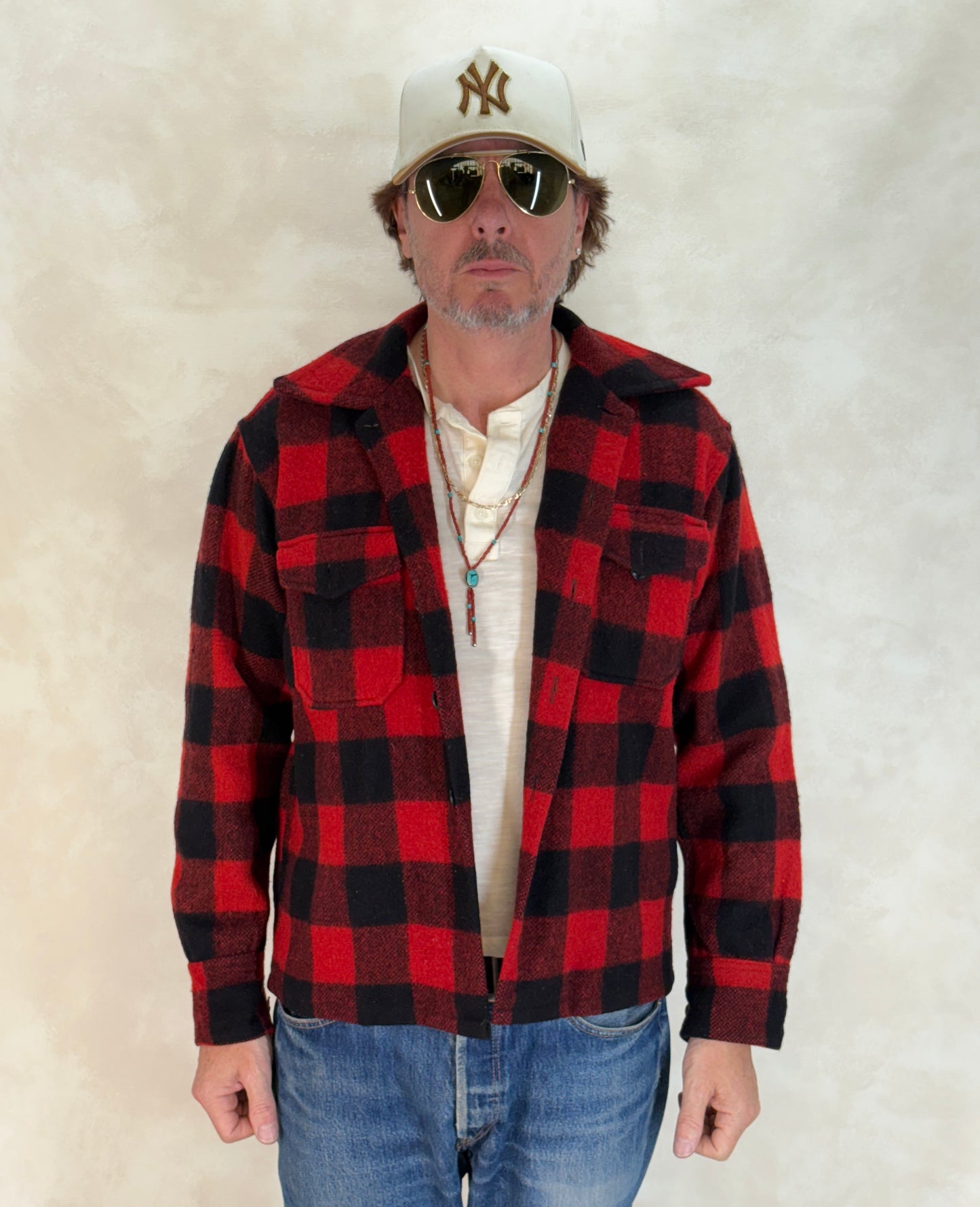 Size 40US / 50EU. Authentic 50s USA-Made Heavyweight Wool Plaid Shirt