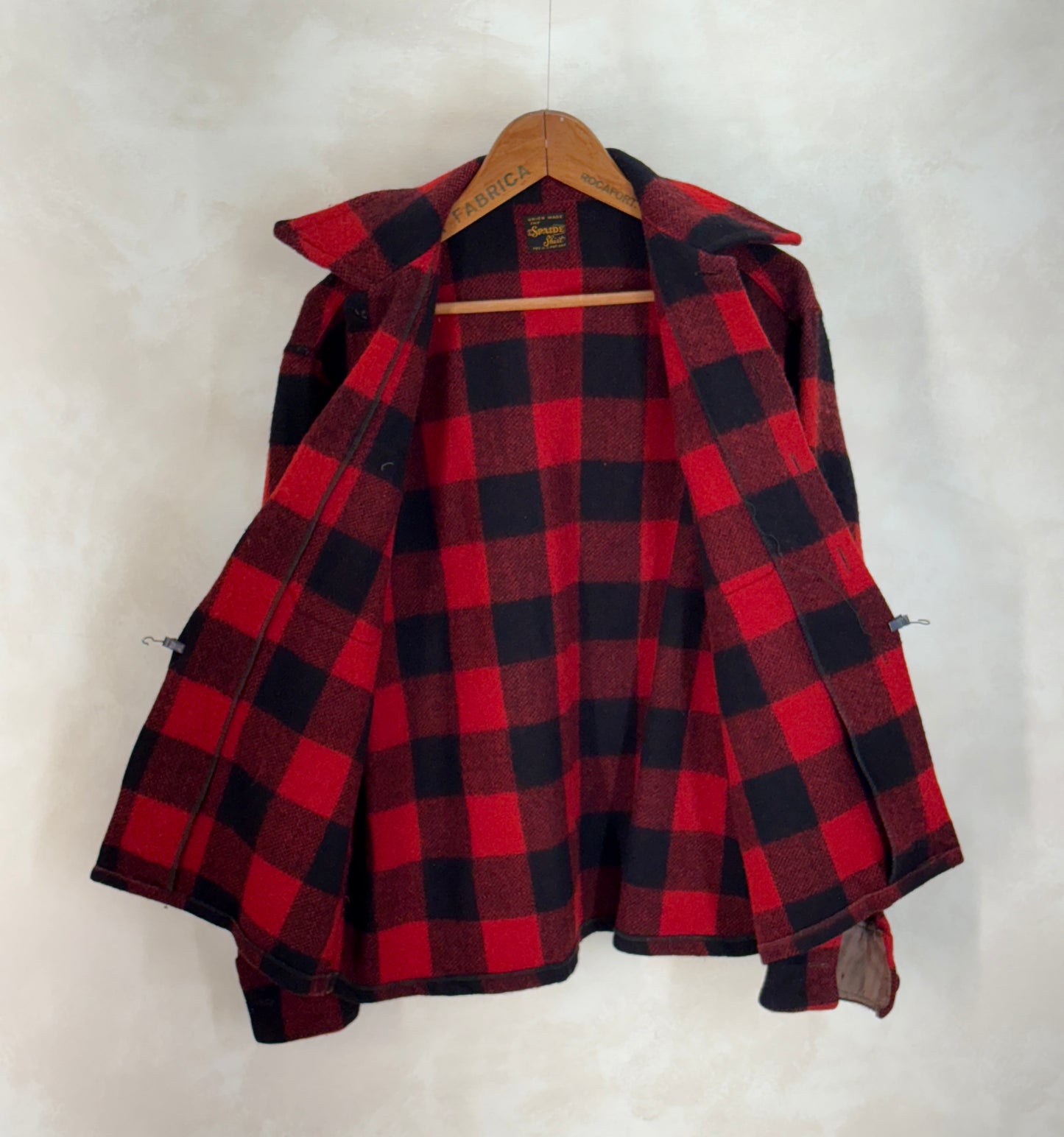 Size 40US / 50EU. Authentic 50s USA-Made Heavyweight Wool Plaid Shirt