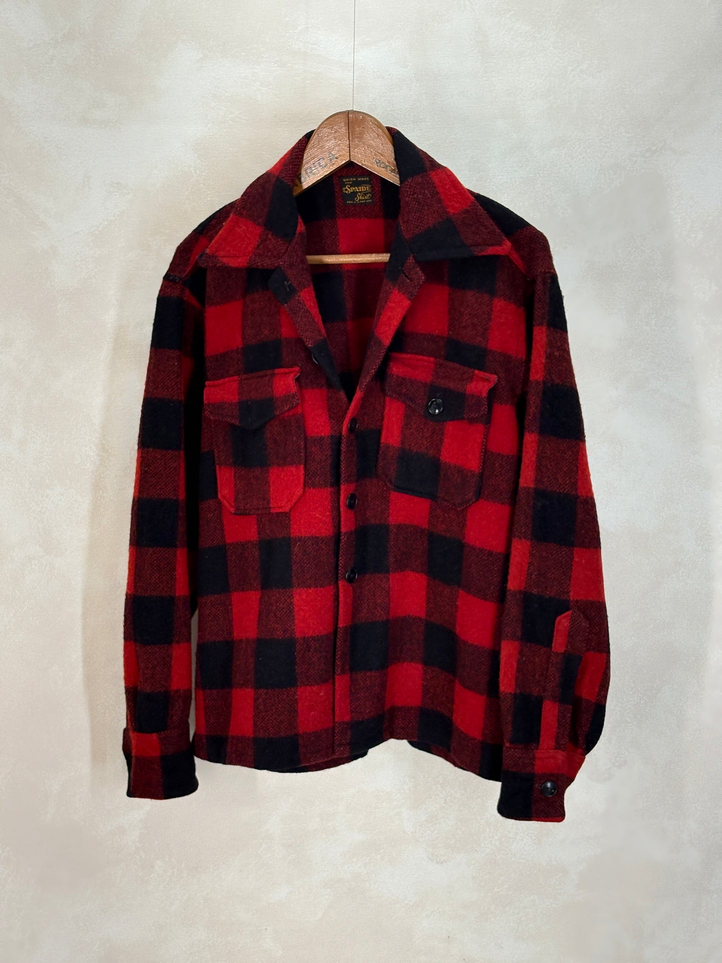Size 40US / 50EU. Authentic 50s USA-Made Heavyweight Wool Plaid Shirt
