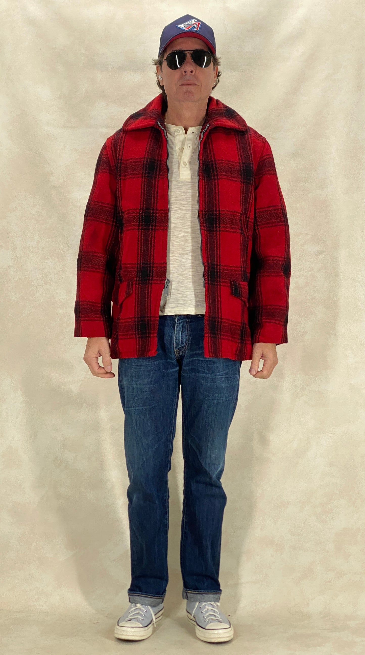 Size 42 US (52EU) 50s Penneys hunting plaid wool jacket Made in USA