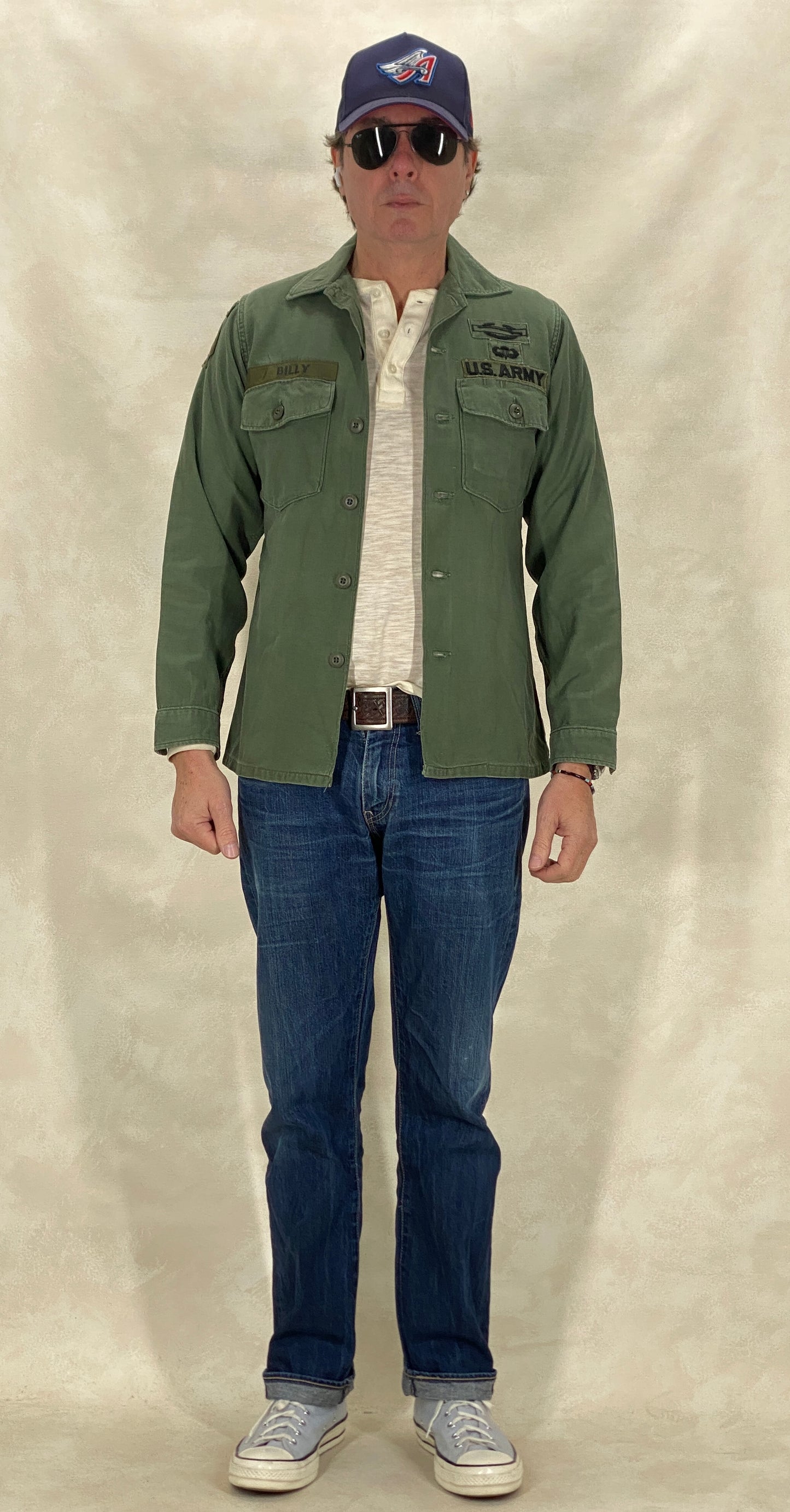 Small. Authentic Vintage US Army Vietnam war era 1967 OG 107 type 1 fatigue shirt