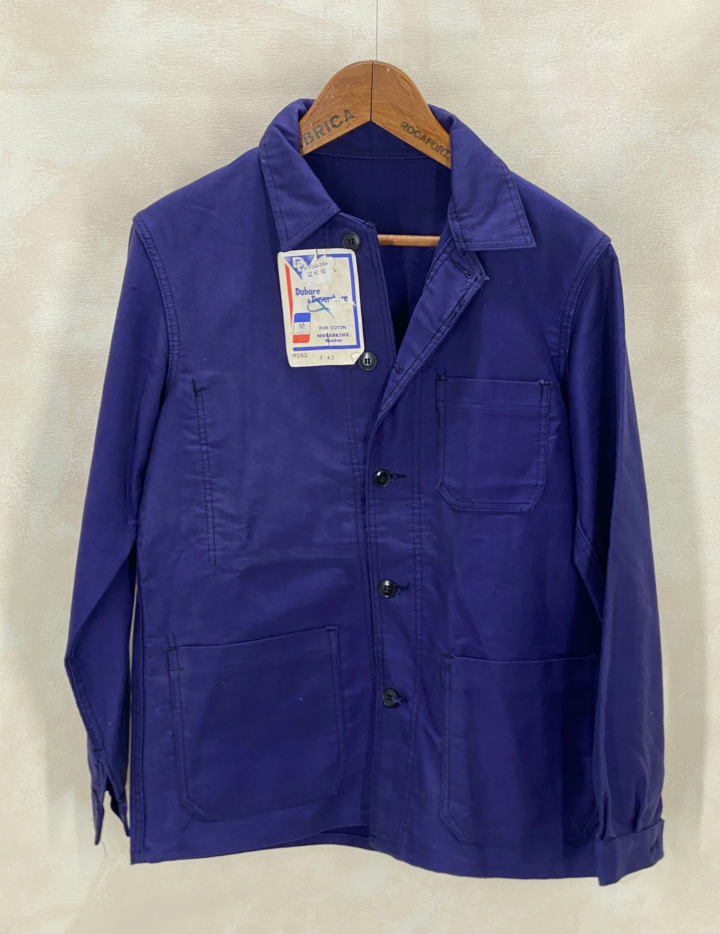 size 42EU. Vintage French Moleskin jacket. NOS