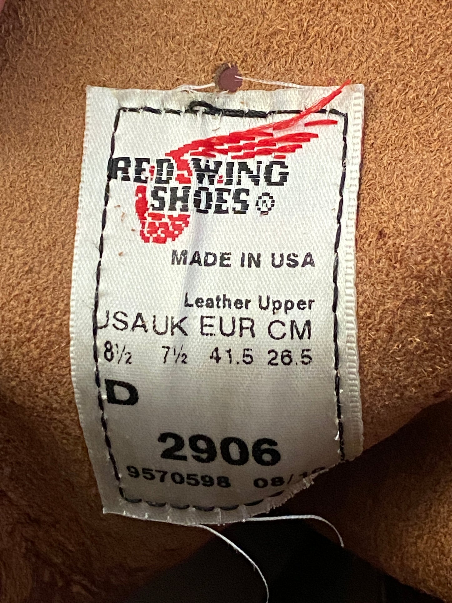 Size 8.5 D (41.5 Euro) Red Wing Lineman 2906 Boots Made In USA. Factory Seconds