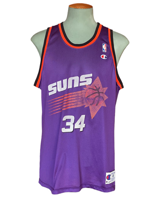 Size 48. Vintage Suns NBA jersey #34 Barker Made In USA by Champion