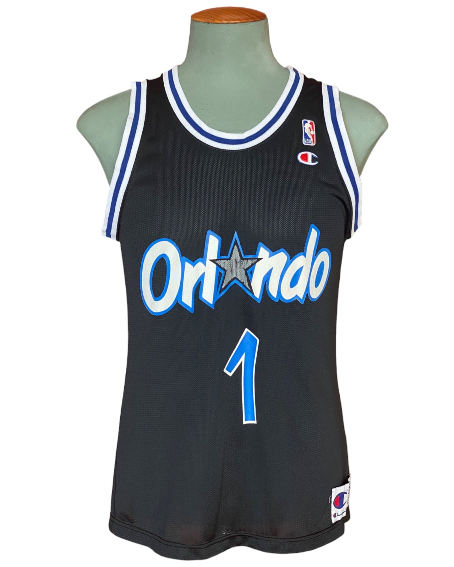 Vintage 90s Orlando Champion NBA jersey with player Hardaway #01, size 48 - front view.
