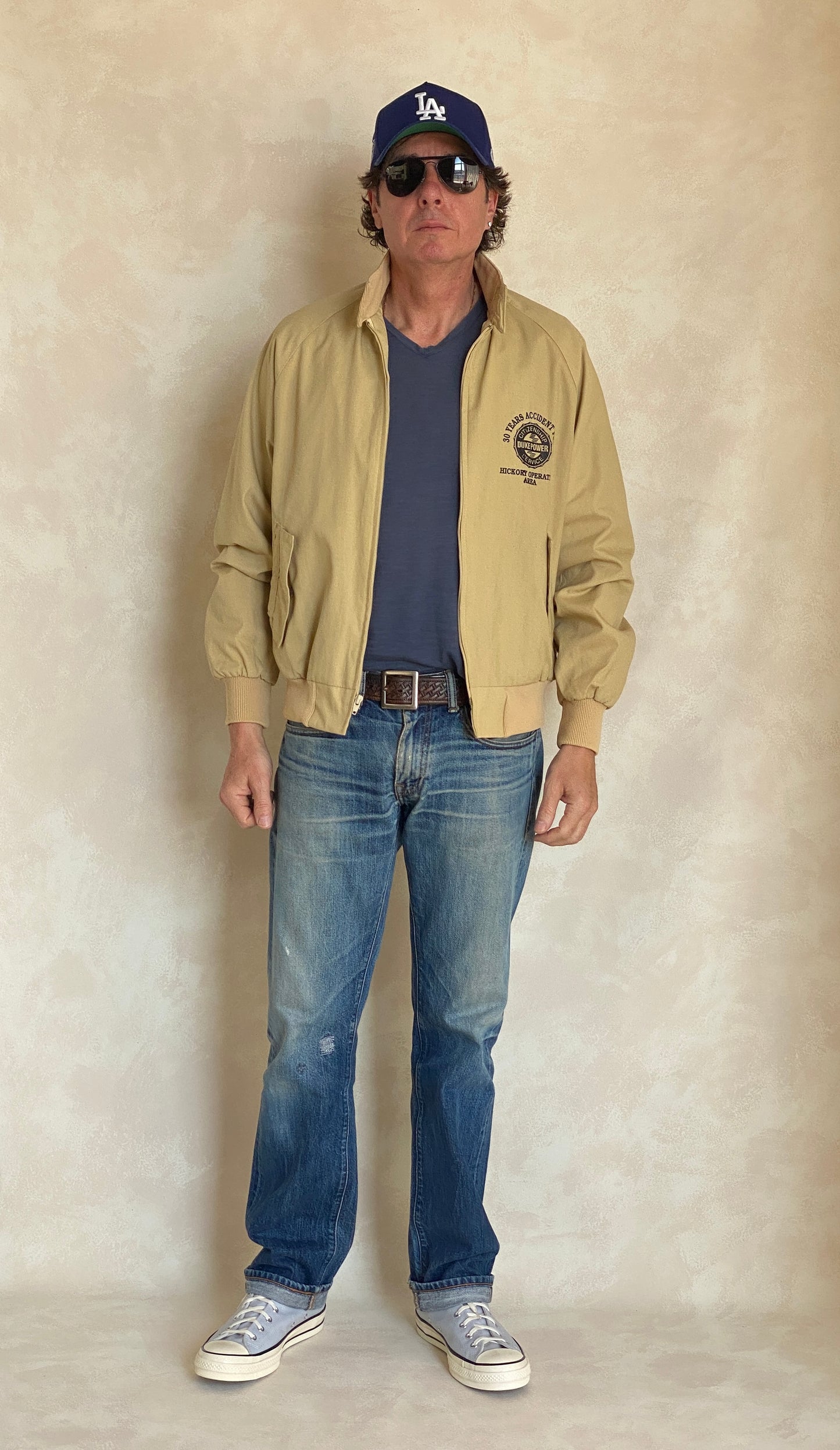 Size Medium Vintage Light Zipper Jacket Made in USA