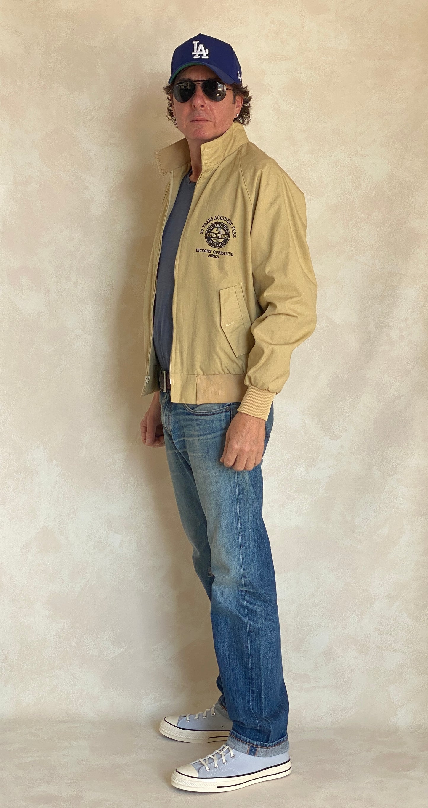 Size Medium Vintage Light Zipper Jacket Made in USA