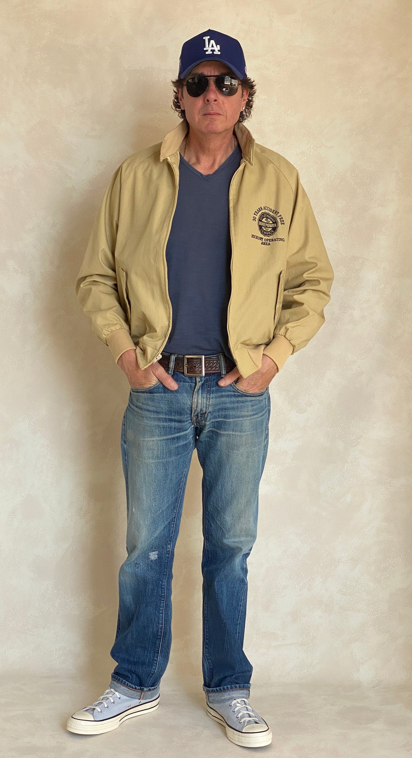 Size Medium Vintage Light Zipper Jacket Made in USA