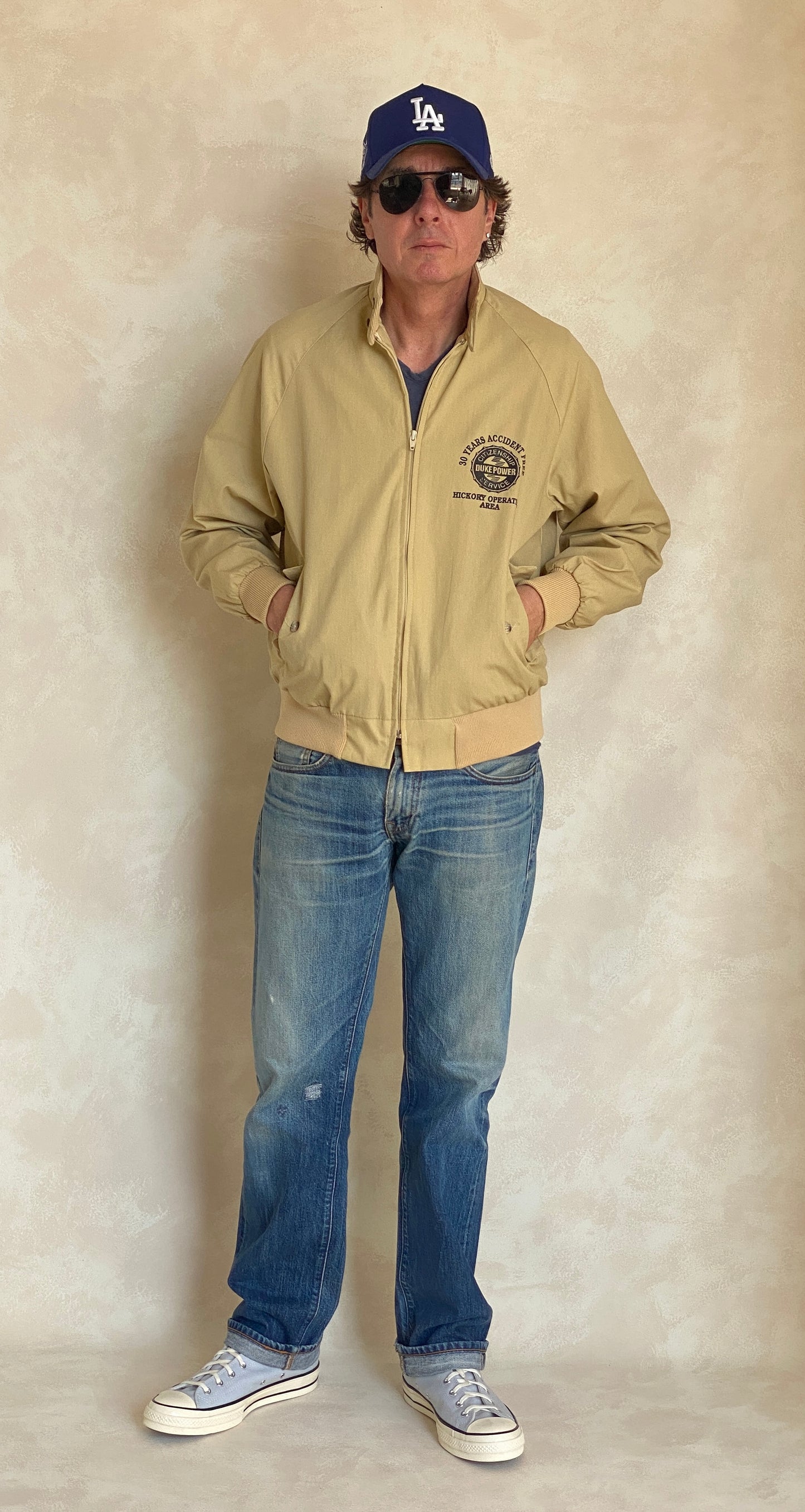 Size Medium Vintage Light Zipper Jacket Made in USA