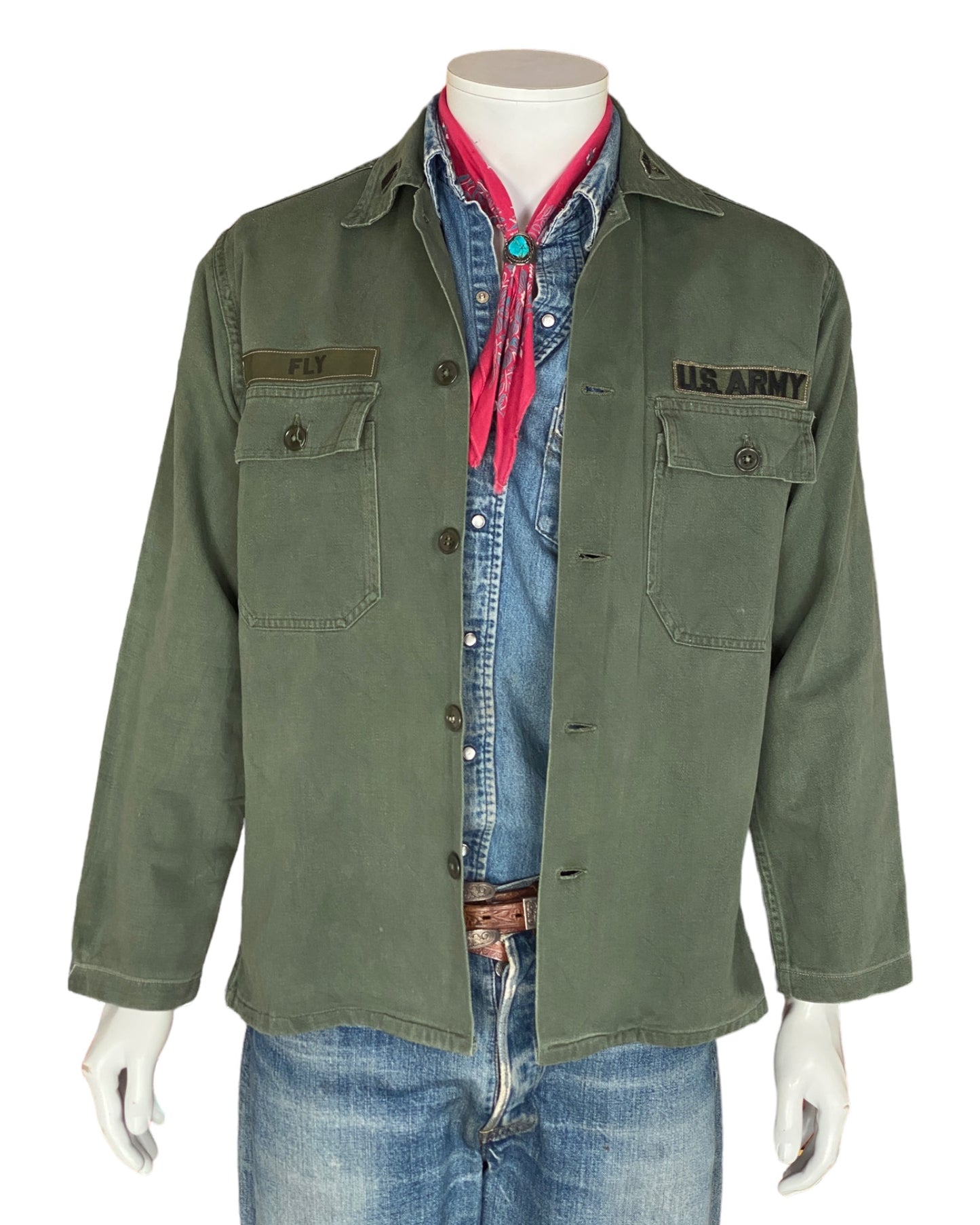 Medium Authentic 60s Vintage US Army Vietnam War Era OG-107 Fatigue Shirt | Military Collectible