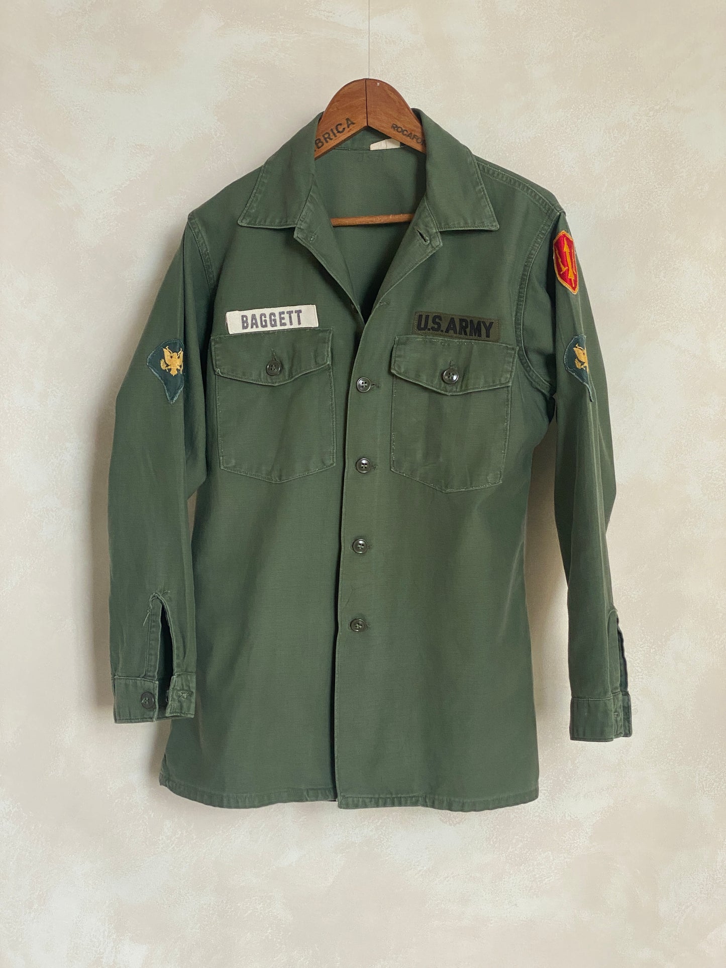 Authentic 1966 Vintage US Army OG 107 Fatigue Shirt - Size L | Military Collectible