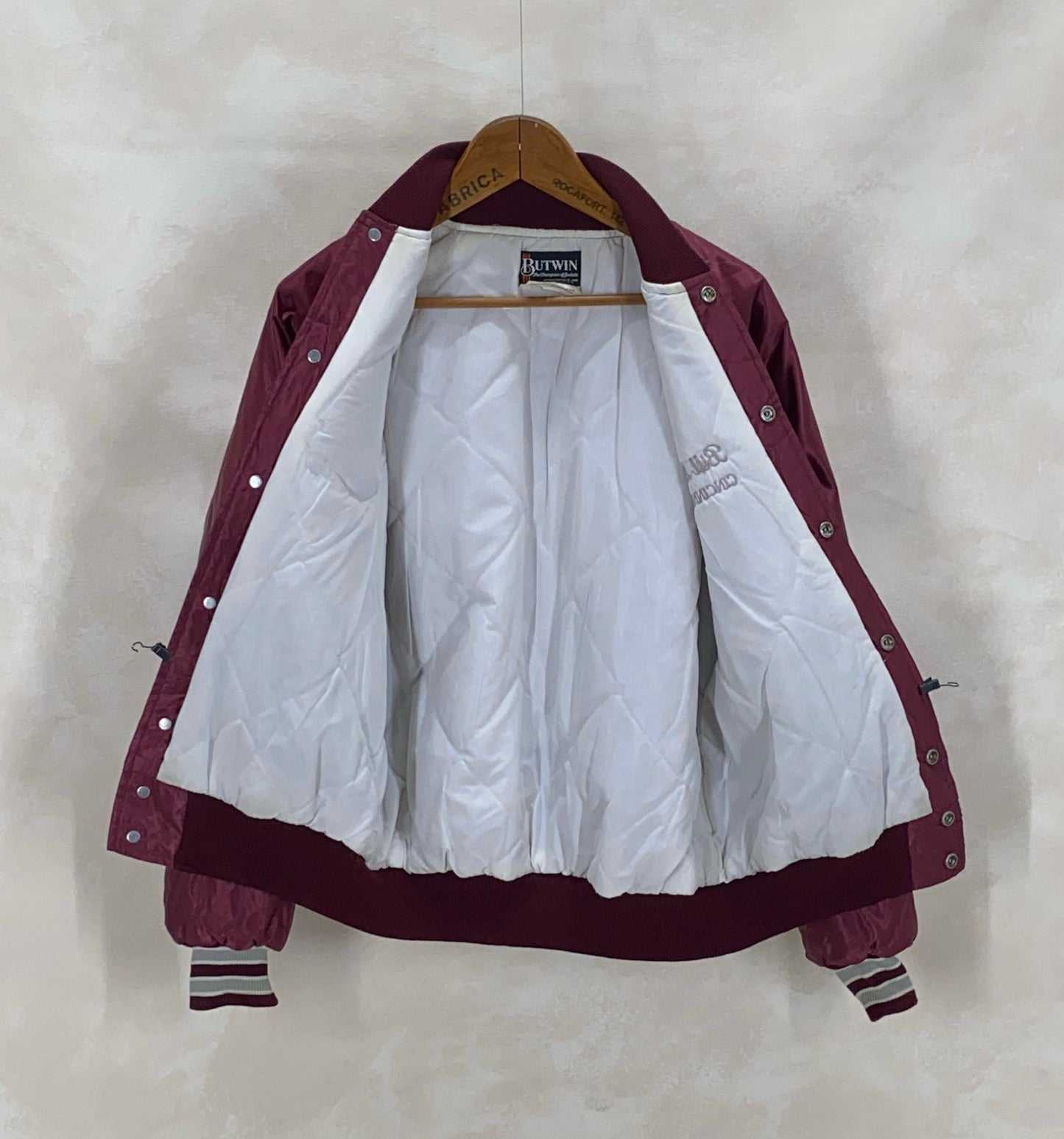 Size Med. Vintage 80s Butwin Satin Baseball Varsity Jacket – Made in USA