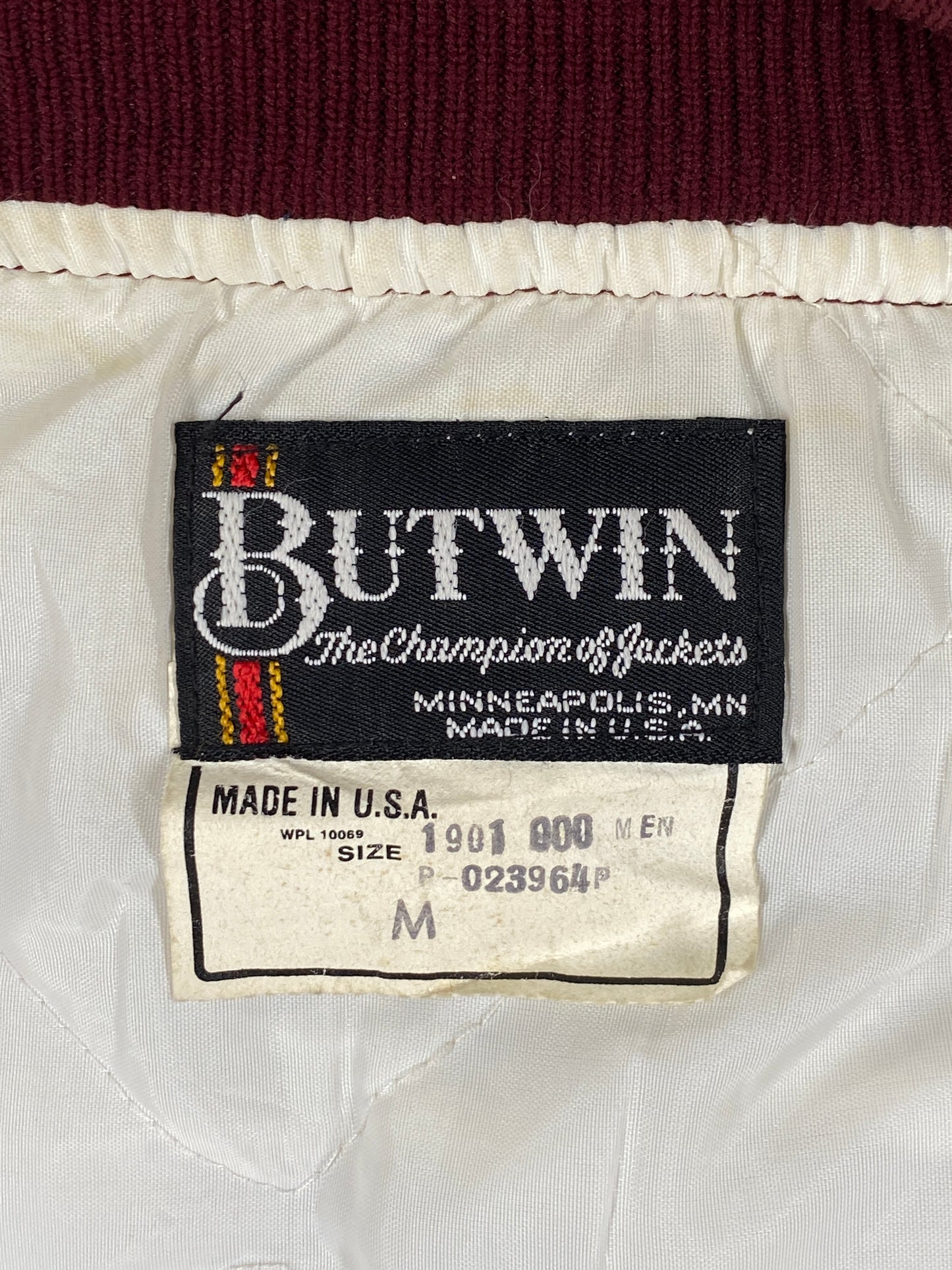 Size Med. Vintage 80s Butwin Satin Baseball Varsity Jacket – Made in USA