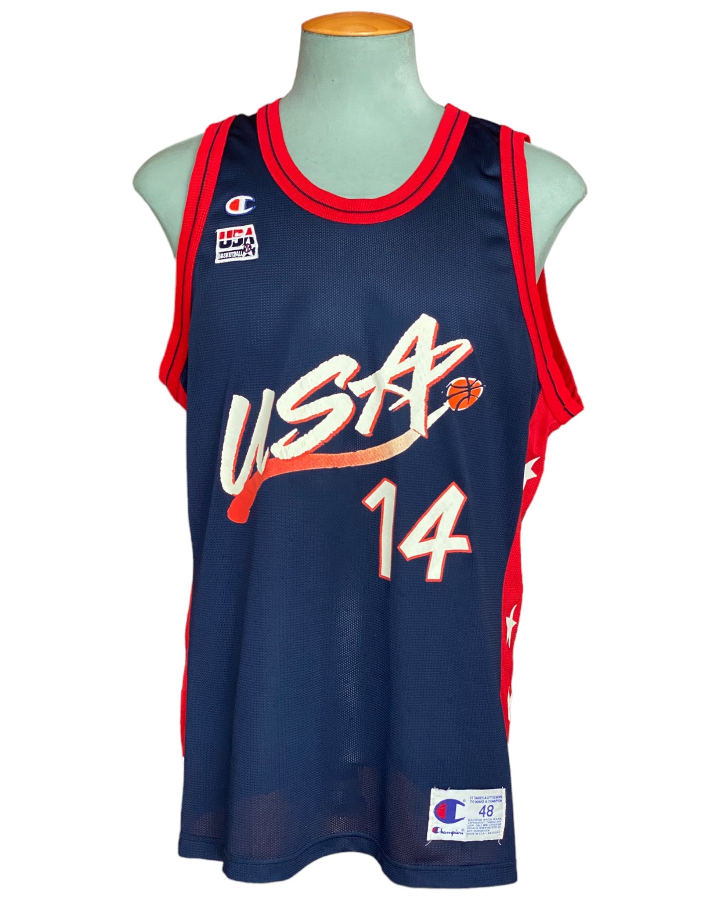 Size 48 David Robinson #14 Vintage Dream Team Olympic Champion NBA Jersey - Made in USA - Front View