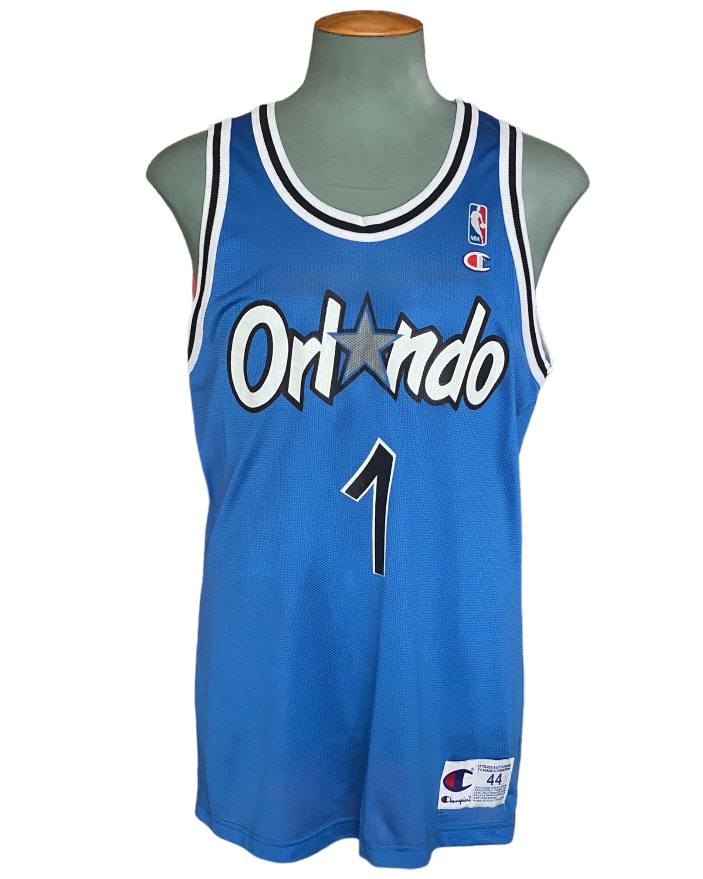 Vintage Orlando Magic #1 Hardaway Champion Jersey Size 44 – Classic NBA Apparel