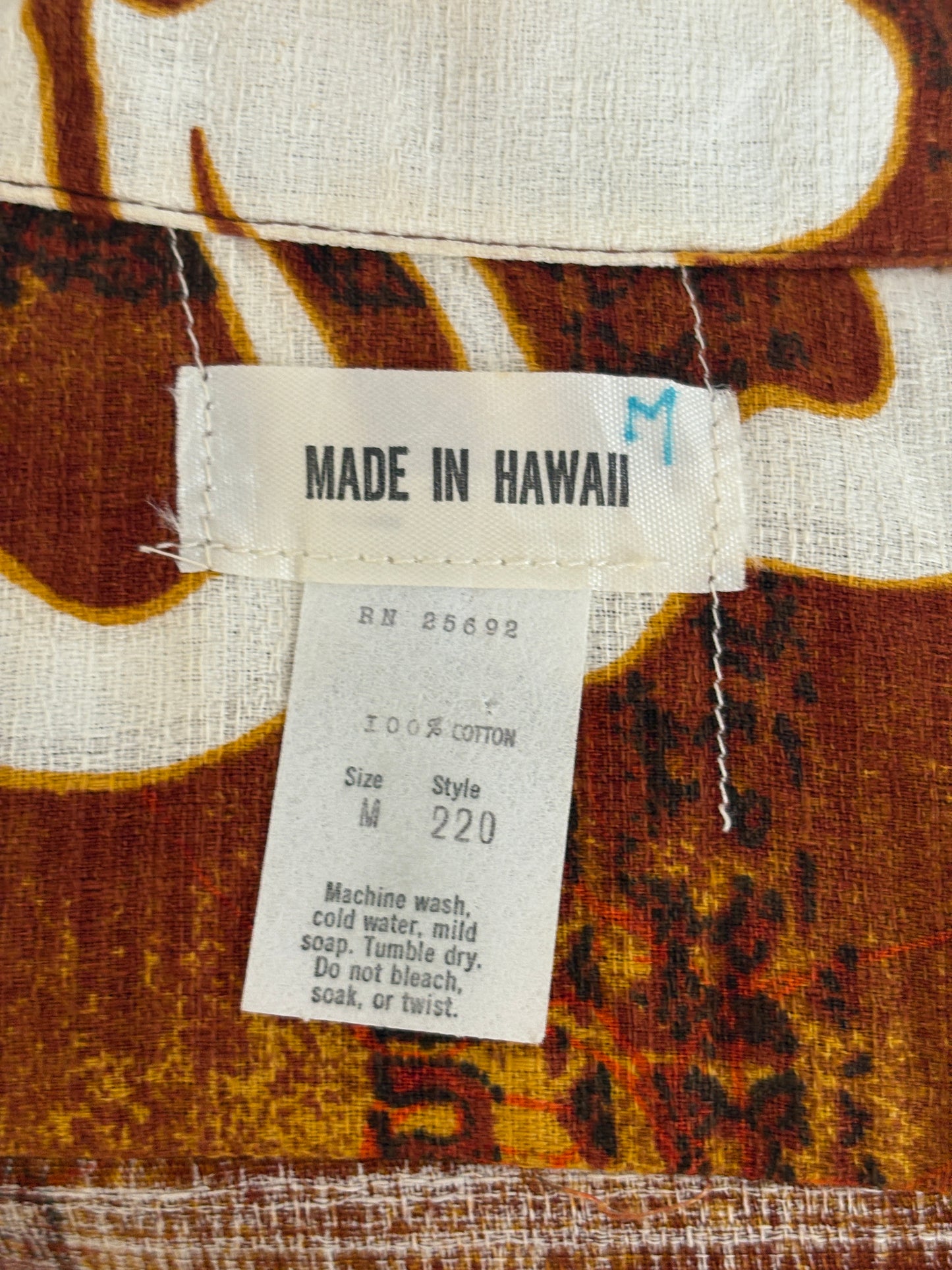 Vintage 60s Hawaiian Cotton Shirt Made in Hawaii | Size Medium