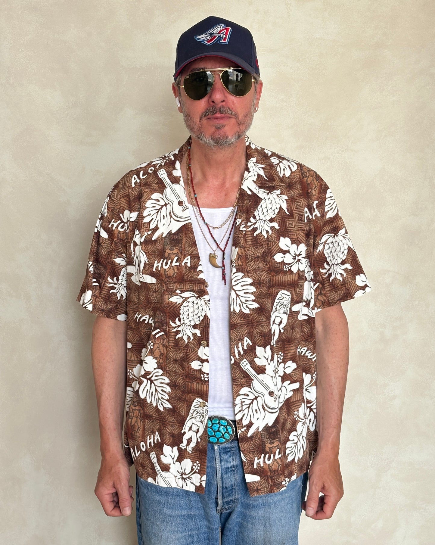 Large. Vintage 80s Hawaiian cotton shirt Made in Hawaii
