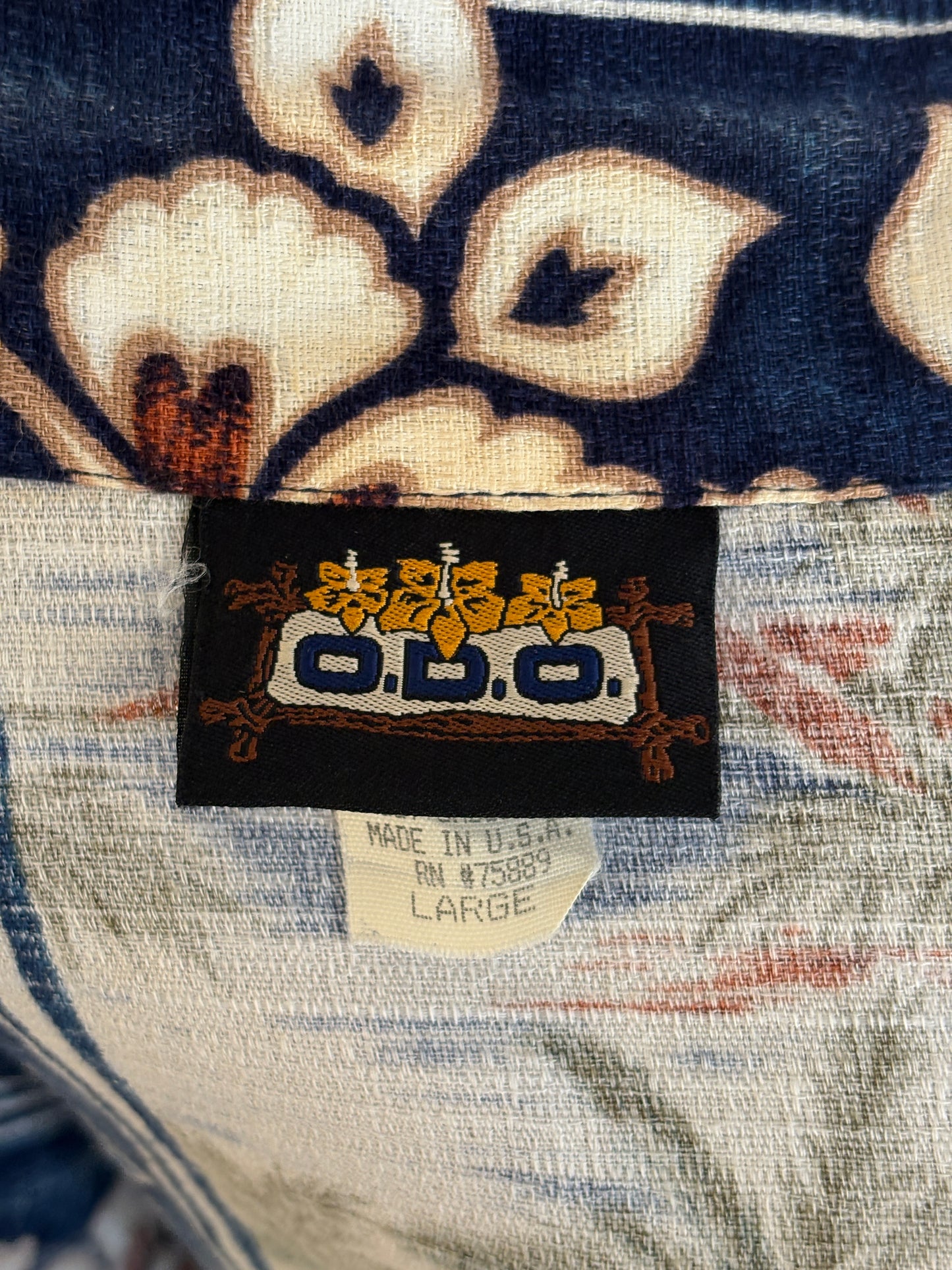 Large Vintage 90s Hawaiian Barkcloth Cotton Shirt Made in USA