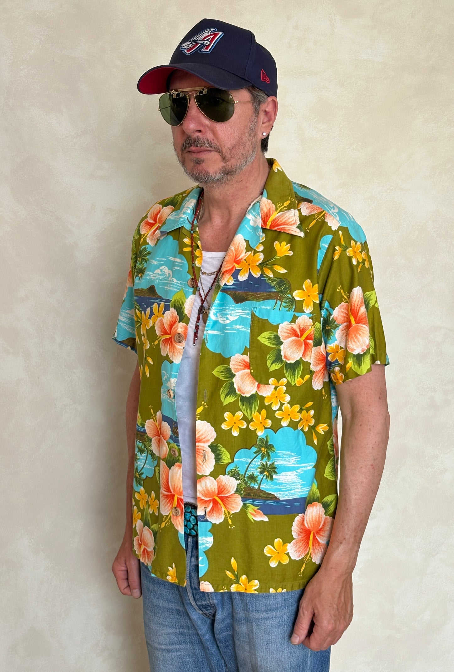 Vintage 70s Hawaiian Cotton Shirt Made in Hawaii | Size M