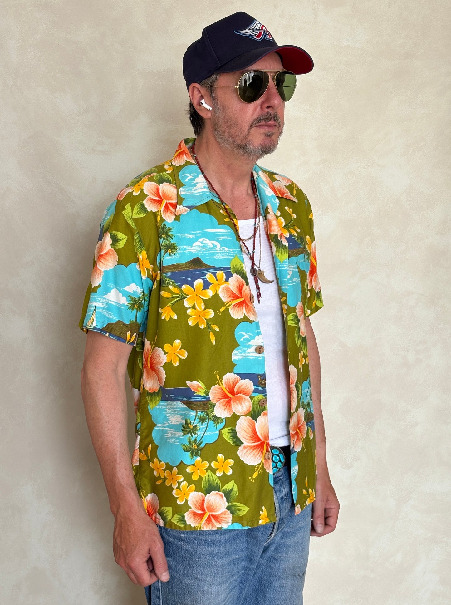 Vintage 70s Hawaiian Cotton Shirt Made in Hawaii | Size M