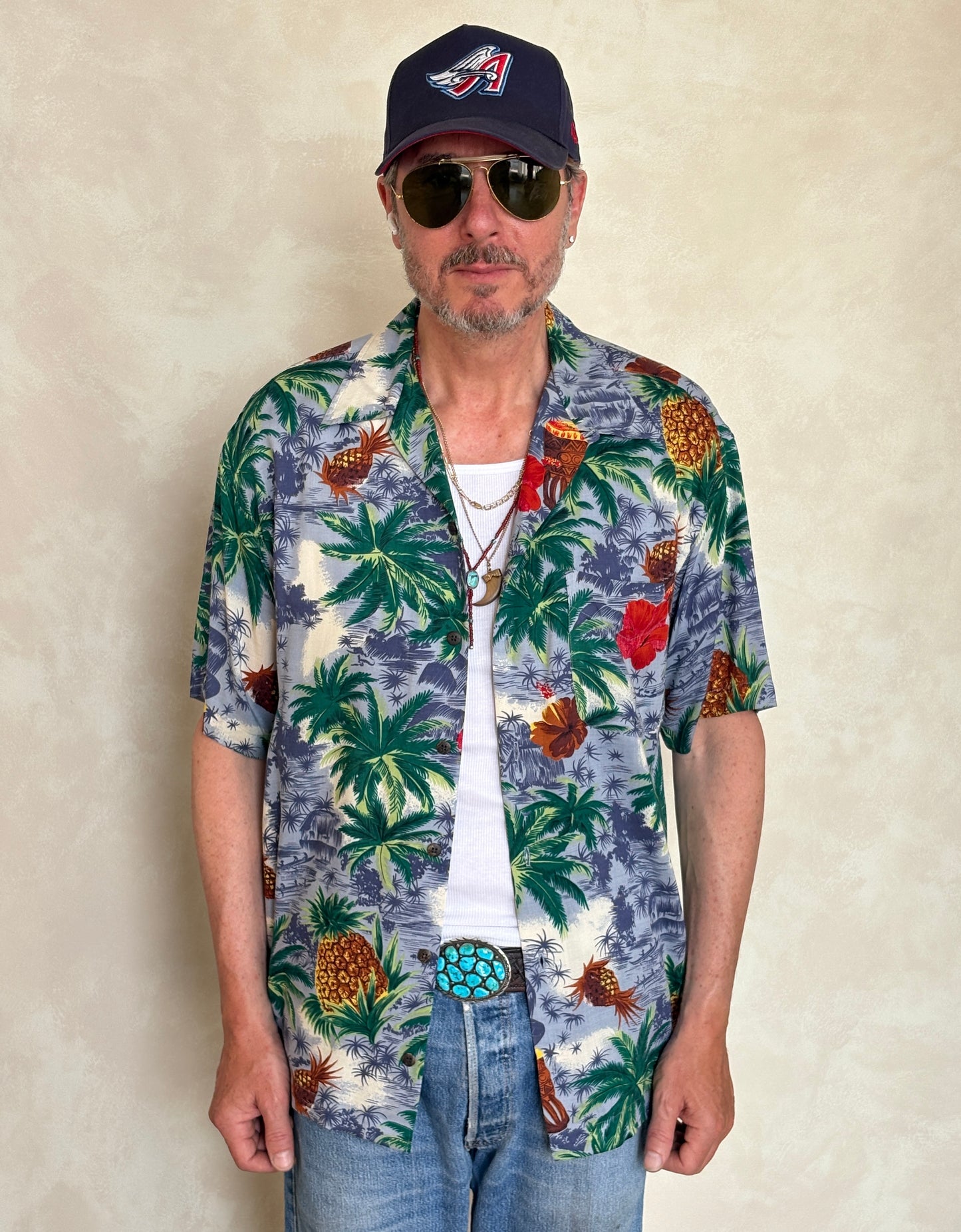 Vintage 90s Hawaiian Rayon Shirt by Utility | Size Medium