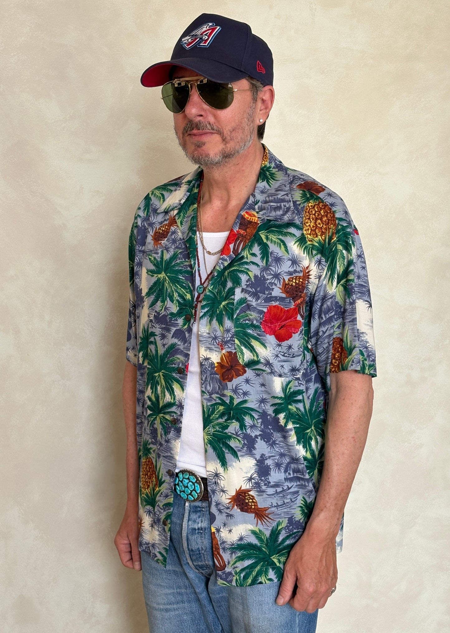 Vintage 90s Hawaiian Rayon Shirt by Utility | Size Medium