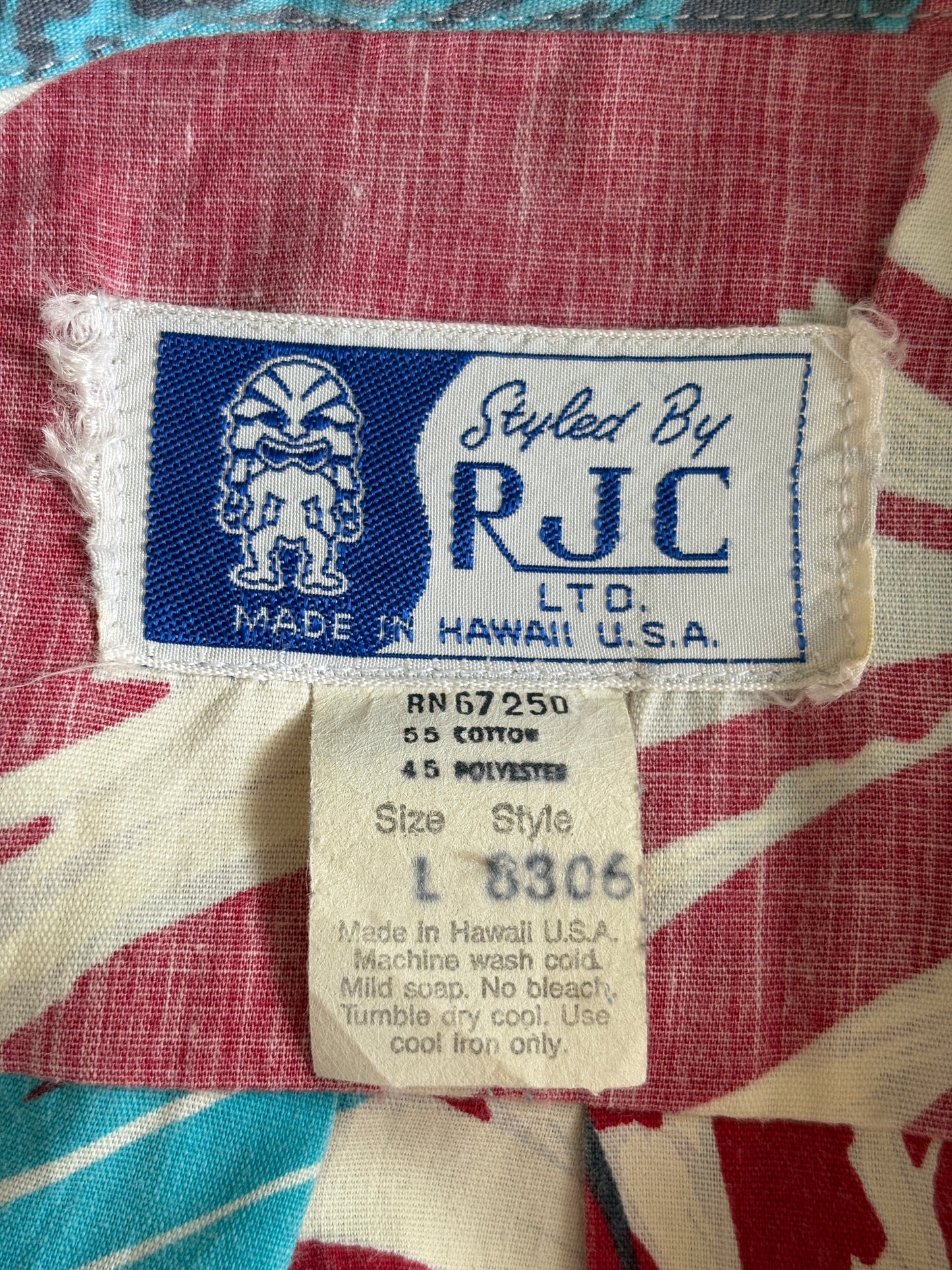 Large. Vintage 70s Hawaiian cotton shirt made by R.J.C Made in Hawaii