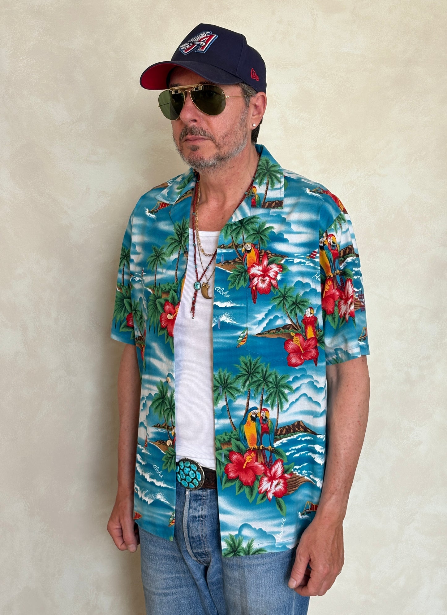 Large Vintage 70s Hawaiian Thin Cotton Shirt | Retro Island Style