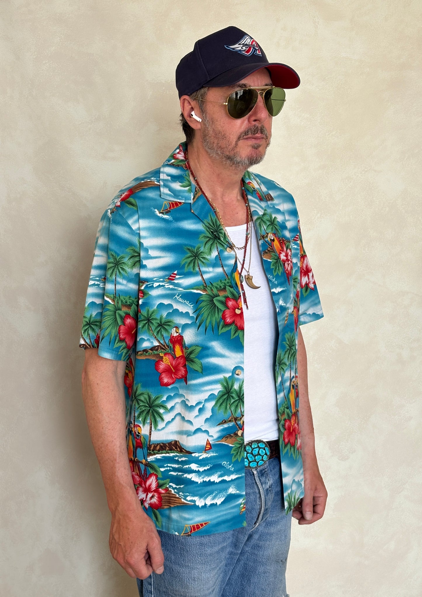 Large Vintage 70s Hawaiian Thin Cotton Shirt | Retro Island Style