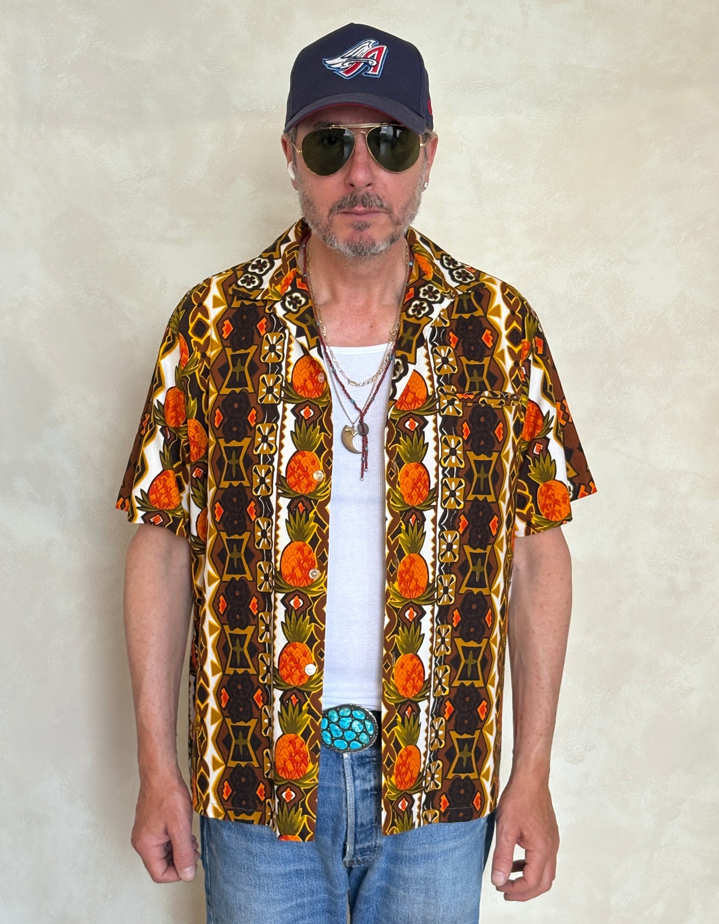 Vintage 60s Hawaiian Cotton Shirt Made in Hawaii | Size M