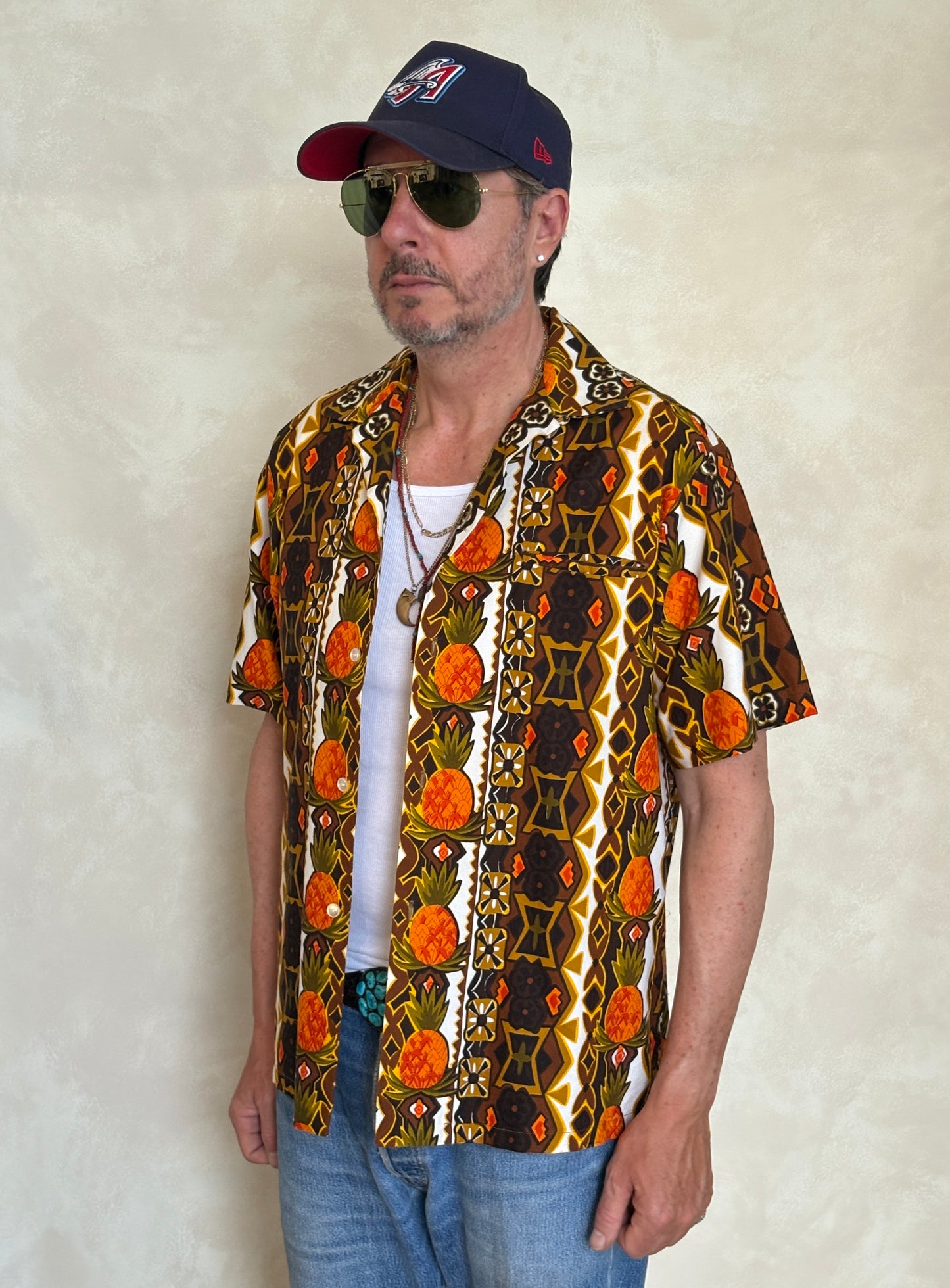 Vintage 60s Hawaiian Cotton Shirt Made in Hawaii | Size M
