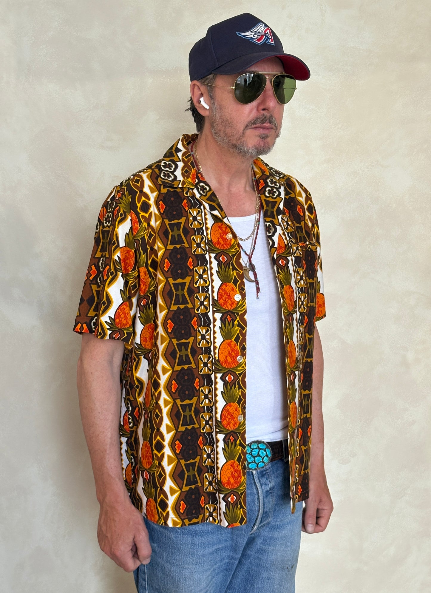 Vintage 60s Hawaiian Cotton Shirt Made in Hawaii | Size M
