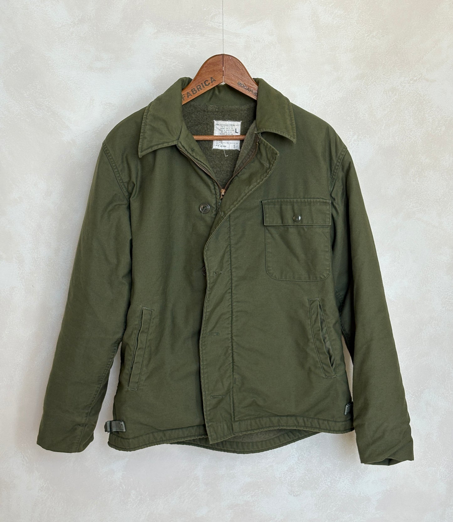 Large. Authentic Vintage 1973 A2 US Navy deck jacket. USN