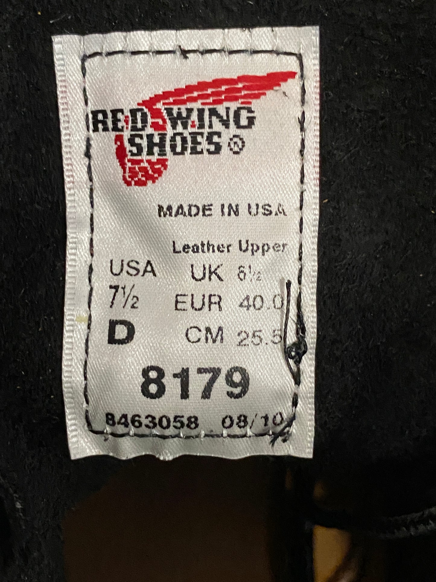 Size 7.5D (40 EU ) Red Wing 8179 Moc Toe black Boots Made In USA ( Second )