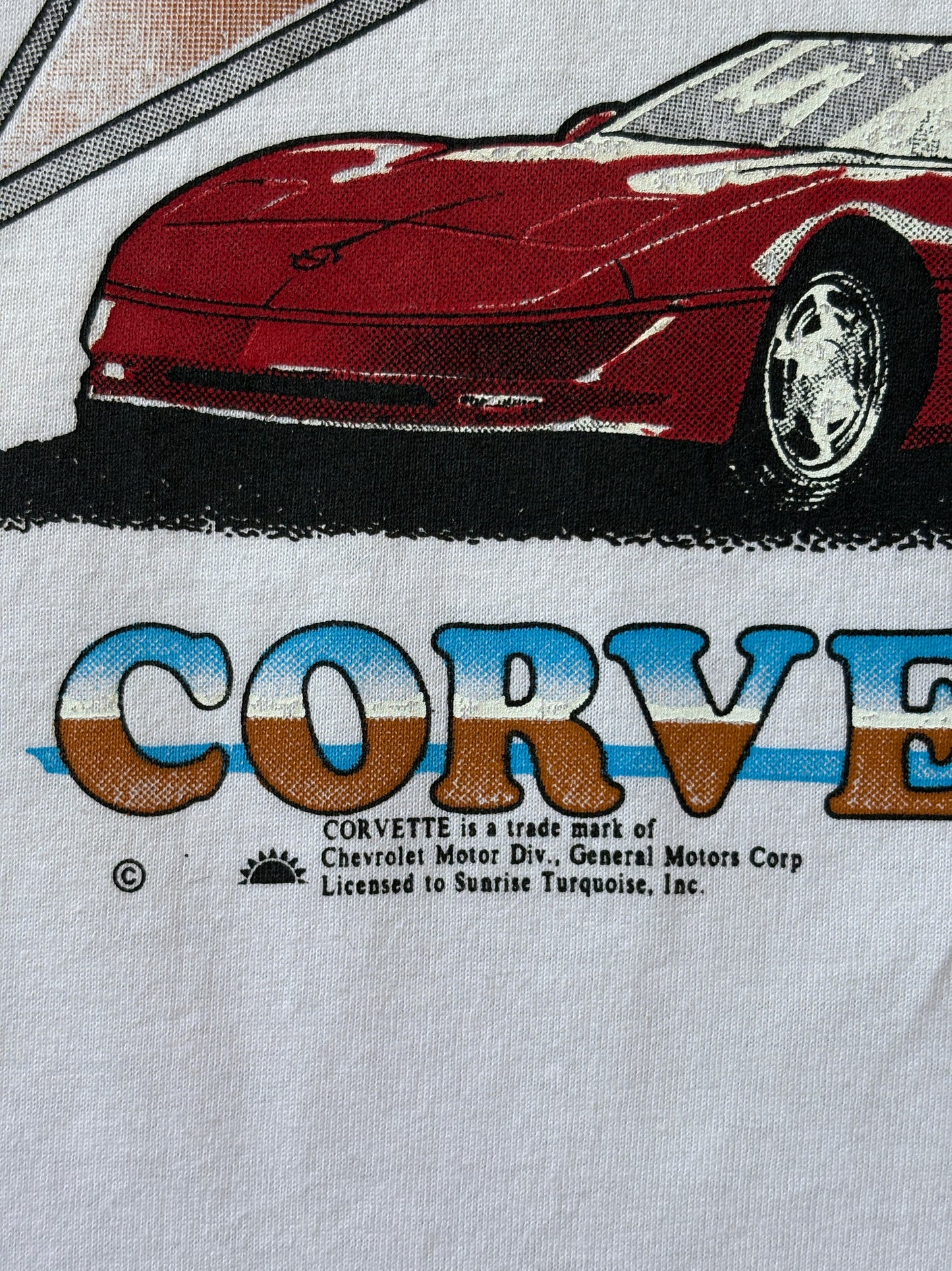 Vintage 80s Corvette T-Shirt — Classic American Sports Car Graphic Tee — Chevrolet Licensed — White Single Stitch USA Made — Size M